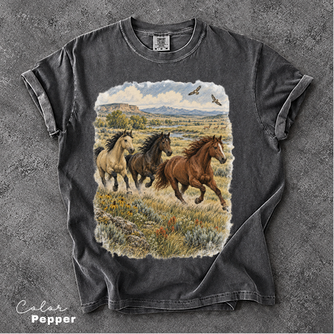 Vintage Horse Nature T-Shirt, Wild Horse Tee, Retro 90's Style Nature Tee