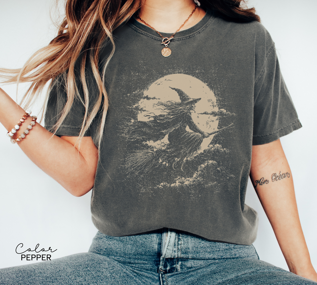 Retro Witch Comfort Colors T-Shirt, Spooky Season Shirt, Dark Cottagecore