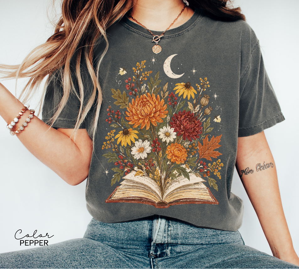Vintage Floral Book Lover T-Shirt