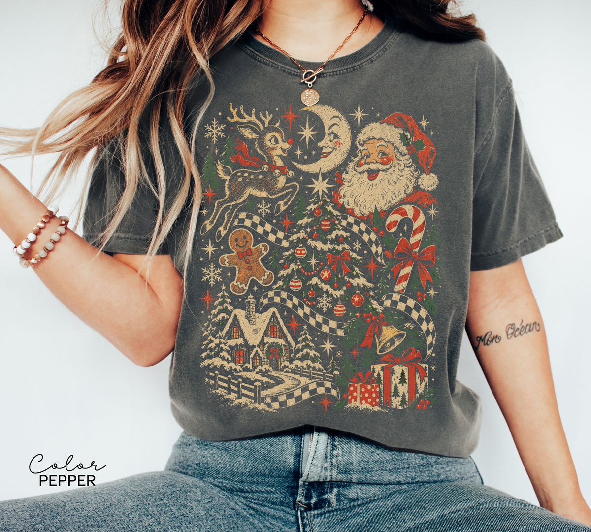Vintage Christmas T-Shirt, Retro Christmas, Comfort Colors Tee