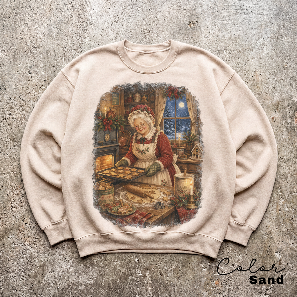 Vintage 90s Christmas Sweatshirt, Mrs. Claus Baking Cookies, Retro Christmas Crewneck