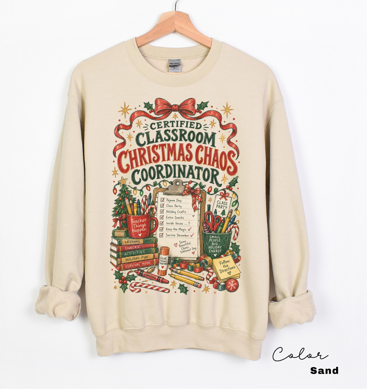 Teacher Christmas Sweatshirt, Classroom Holiday Crewneck, Holiday Teacher Pullover, Christmas Chaos Sweatshirt