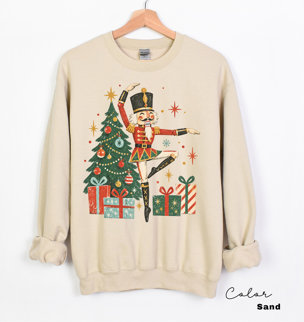 Vintage Christmas Nutcracker Sweatshirt, Dancing Dancer, Nutcracker Christmas Pullover