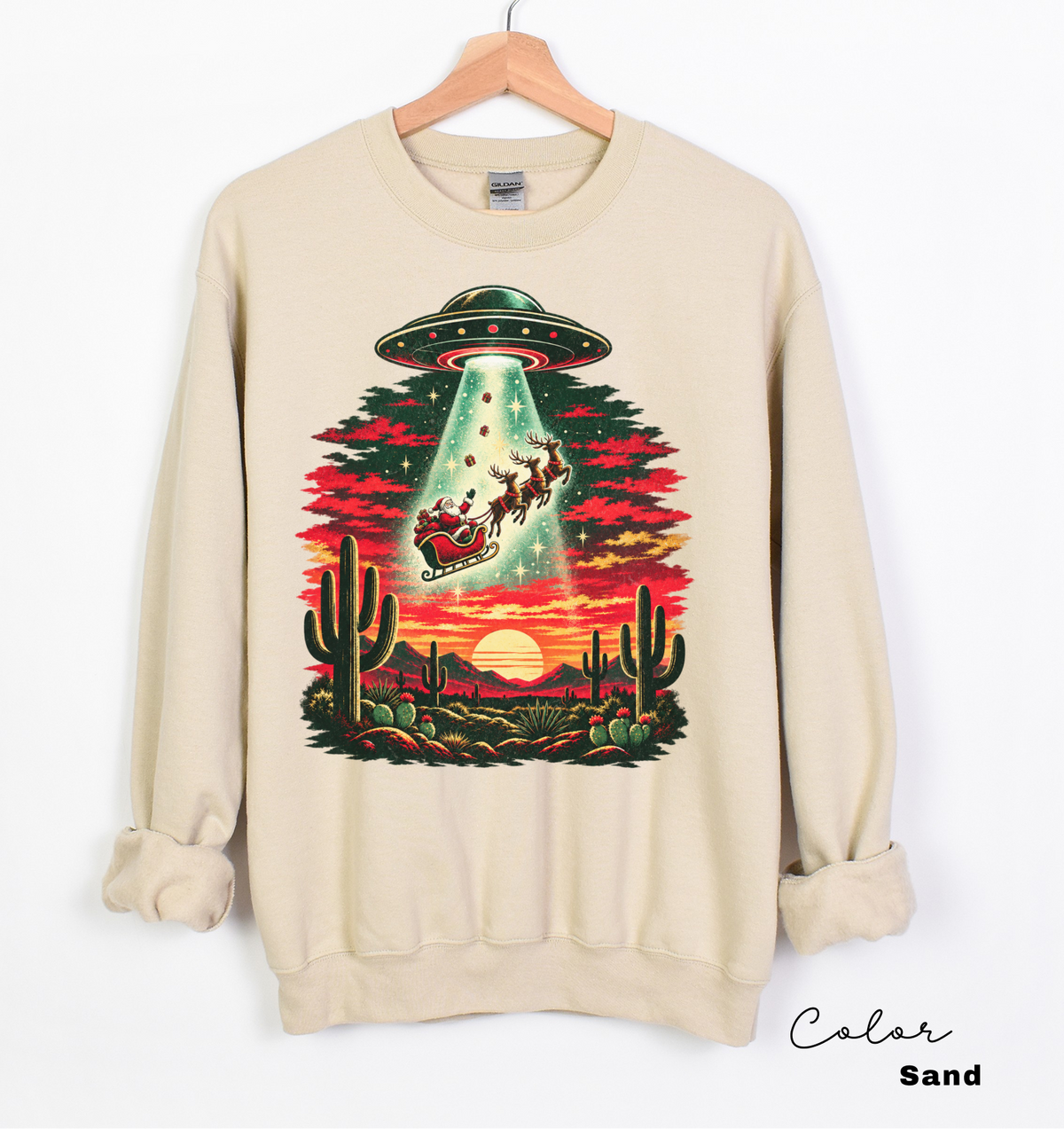 Santa UFO Christmas Sweatshirt, Funny Christmas