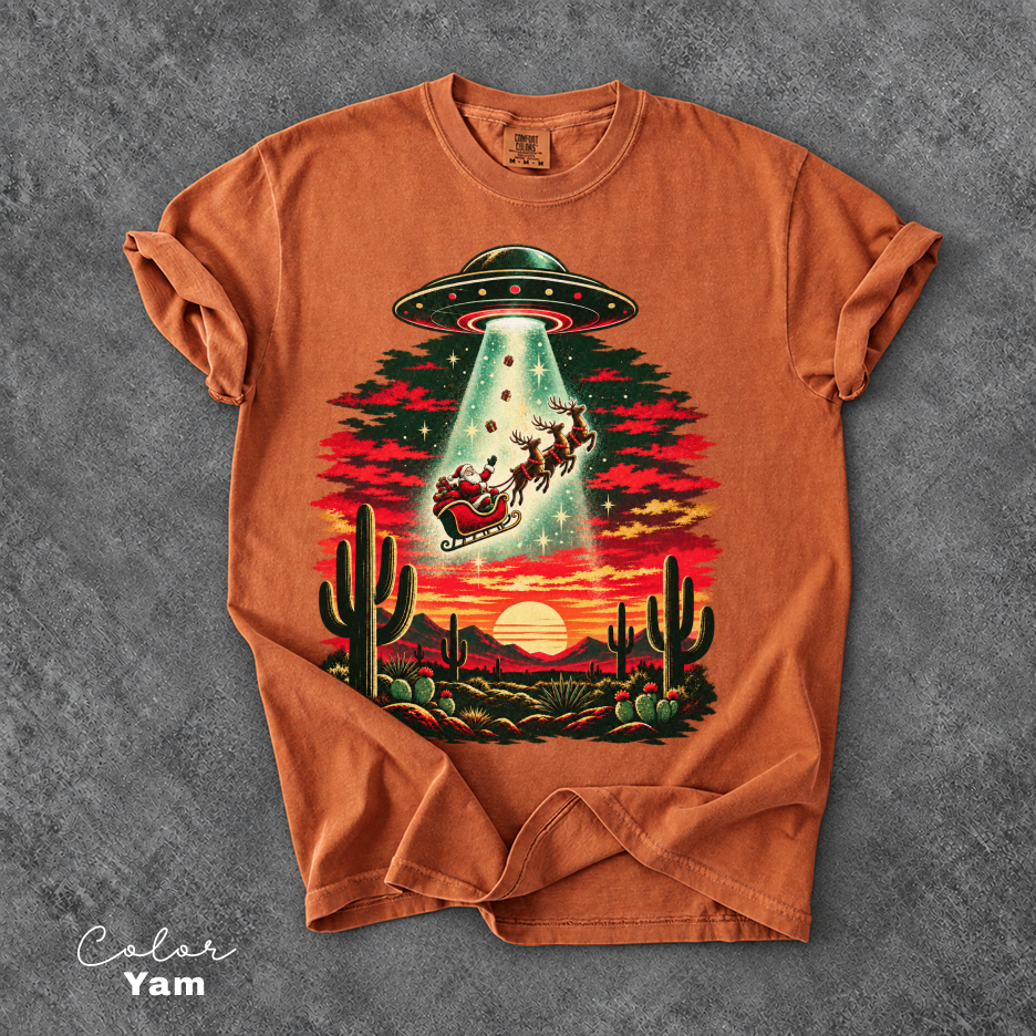 Santa UFO Christmas Shirt, Vintage Christmas Tee, Funny Christmas Tee