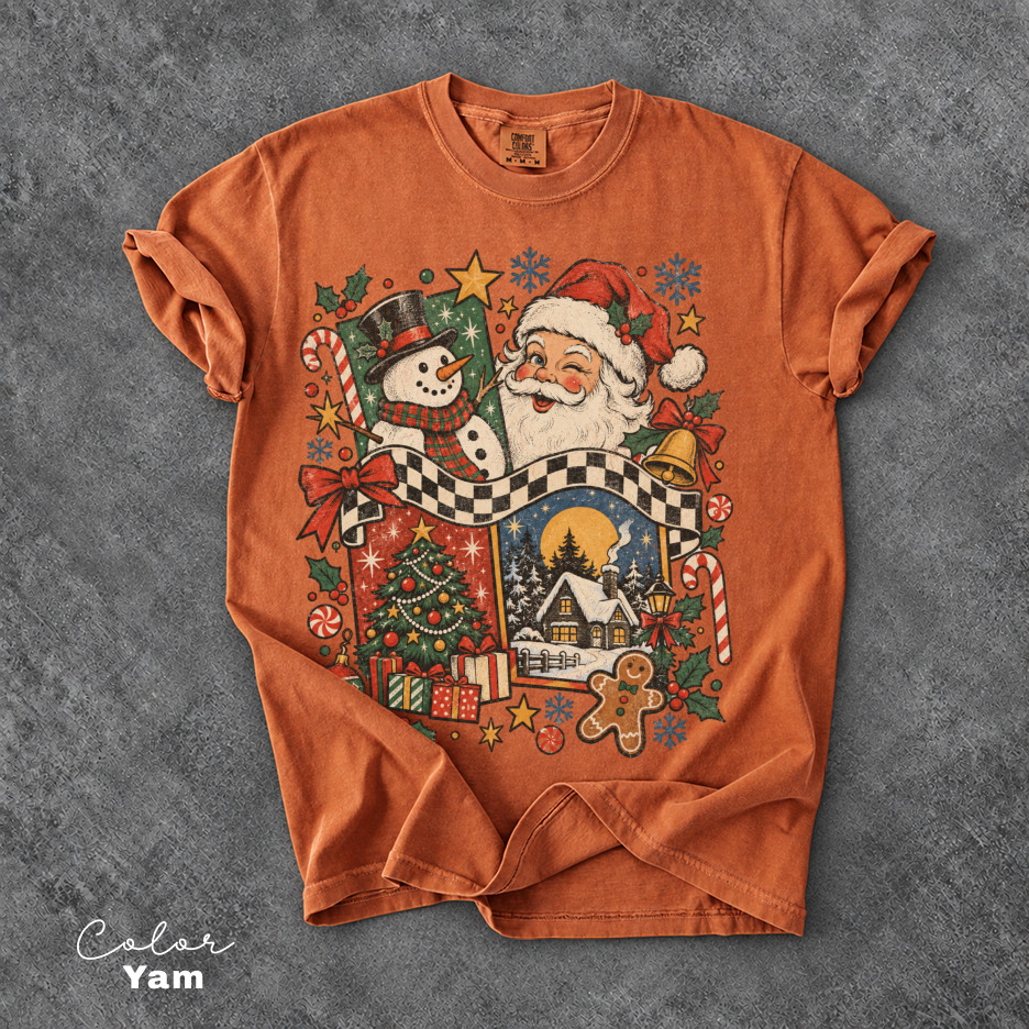 Christmas Vintage Shirt, Retro Santa Claus Snowman Shirt, Comfort Colors Tee