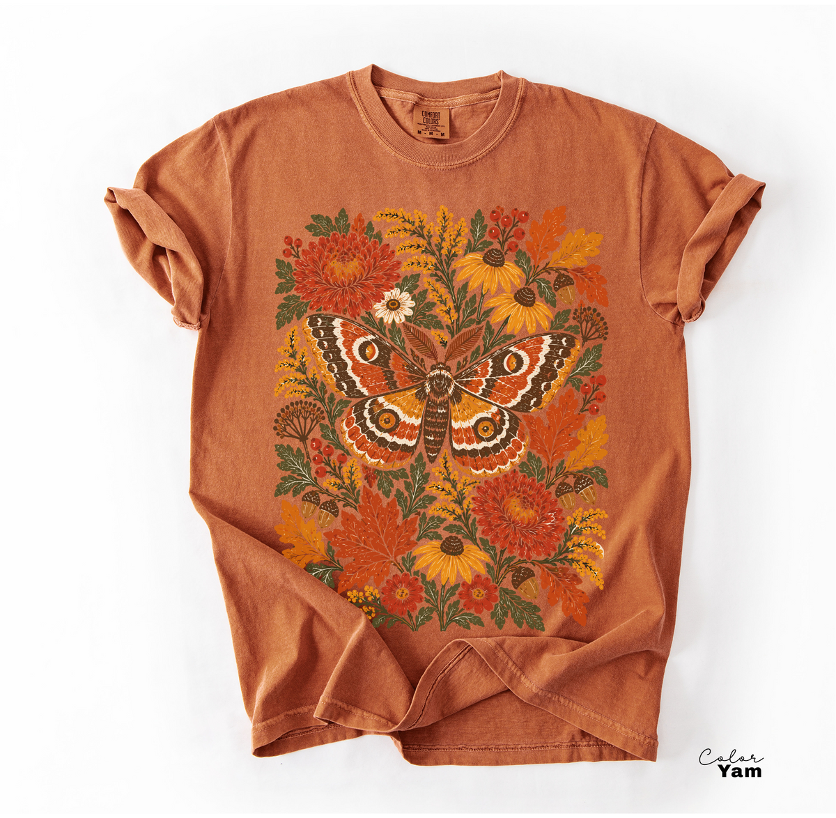 Moth Floral Fall T-Shirt, Vintage Wildflower Shirt