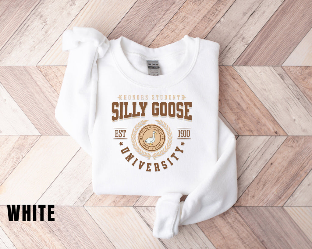 a white shirt that says silly goose on it