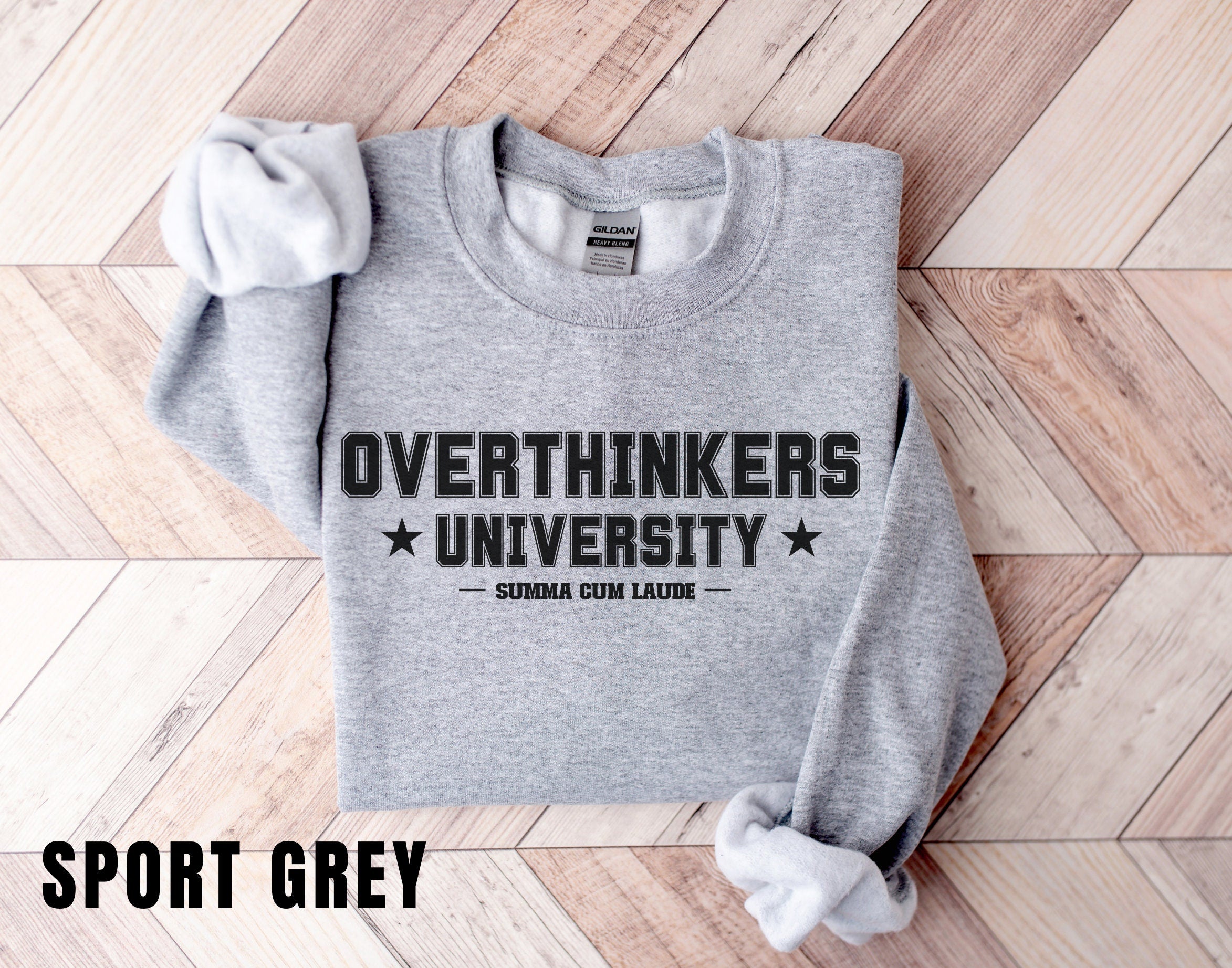 Overthinkers University Funny Sweatshirt Honors Student Funny Sweater Gag Gift Funny women's Crewneck Sweater Oversized Sweatshirt