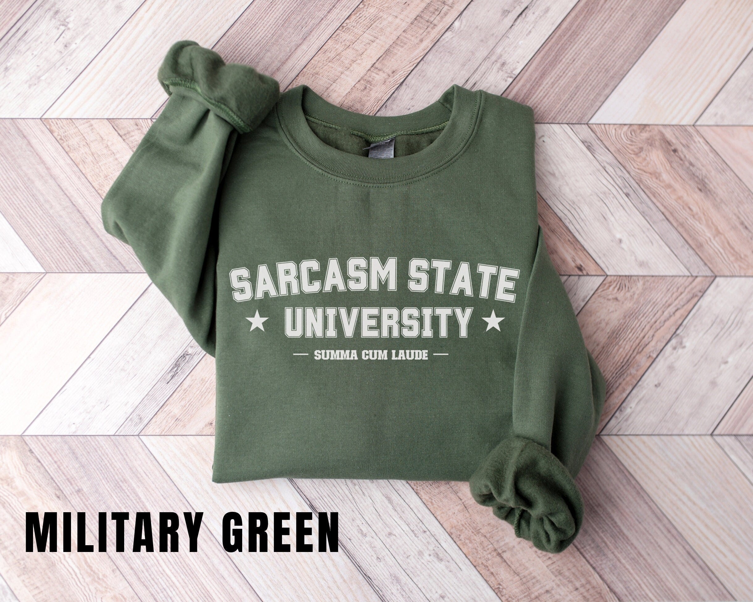 Sarcasm State University Funny Sweatshirt Honors Student Funny Sweater Gag Gift Funny women's Crewneck Sweater Oversized Sweatshirt