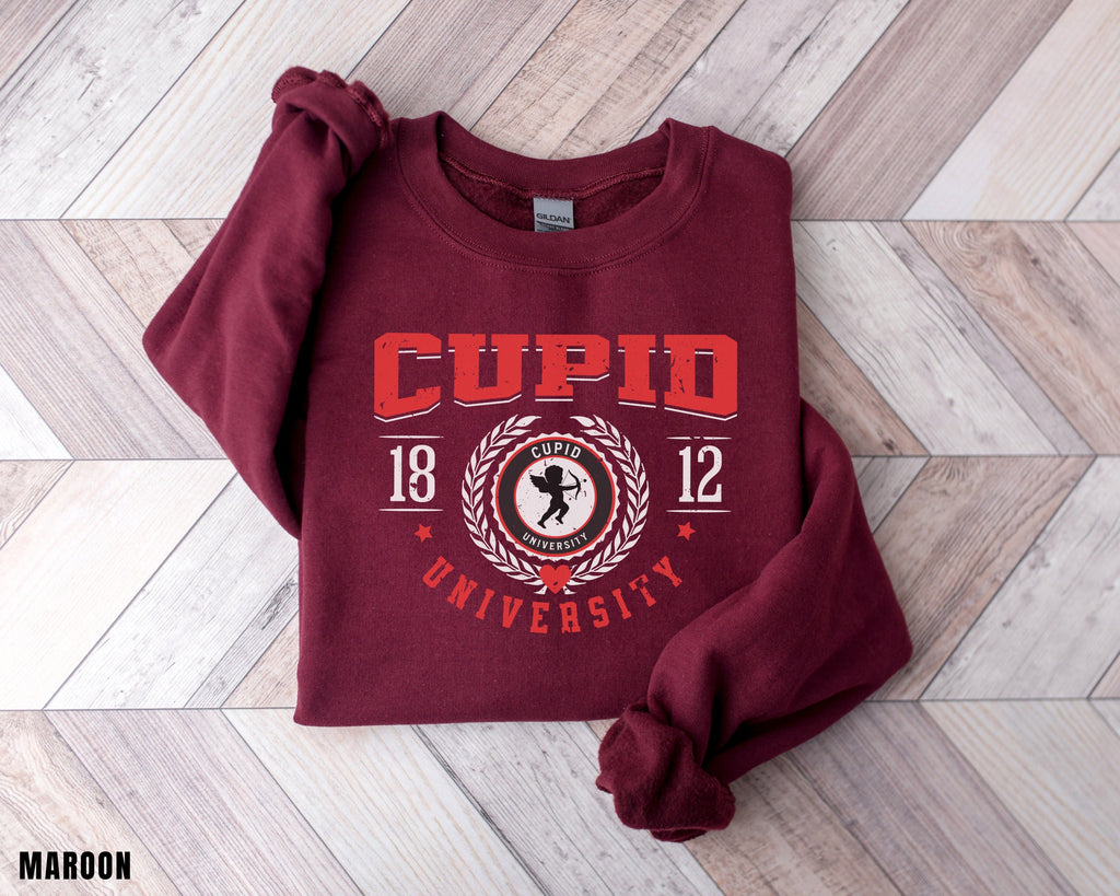 Womens Valentines Day Sweatshirt, Valentine Cupid Sweatshirt, Cupid University Sweatshirt, Valentines Day Shirt, Funny Valentines Day Gift