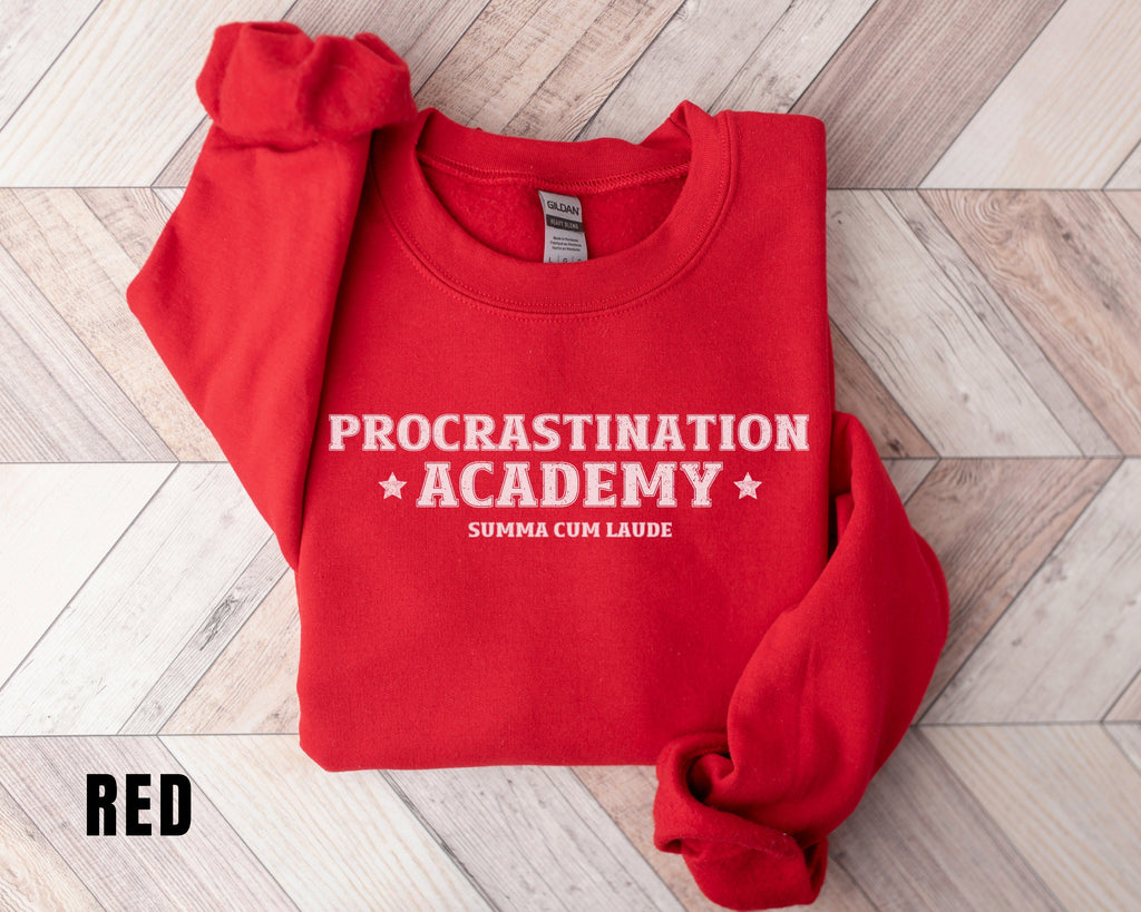 Procrastination Academy Funny Sweatshirt Honors Student Funny Sweater Gag Gift Funny women's Crewneck Sweater Oversized Sweatshirt