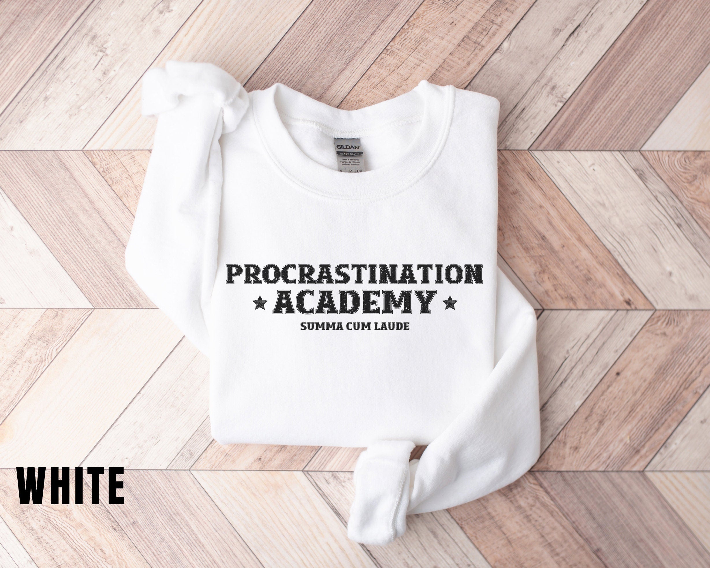 Procrastination Academy Funny Sweatshirt Honors Student Funny Sweater Gag Gift Funny women's Crewneck Sweater Oversized Sweatshirt