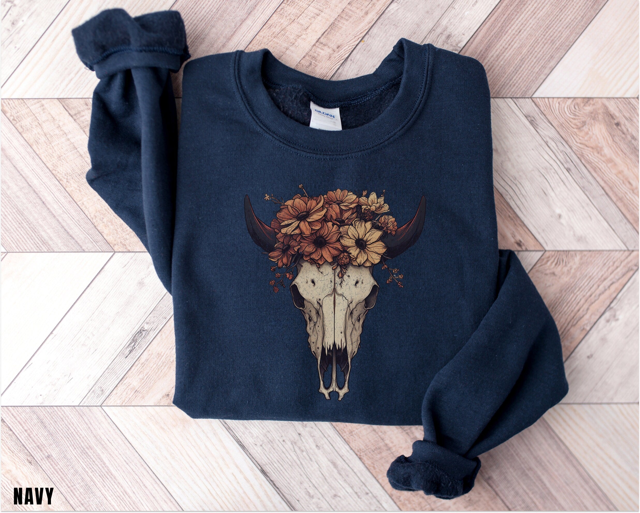 Boho Cow Skull Sweatshirt, Longhorn Shirt, Wild West Shirt, Outdoor Sweatshirt, Wild West Sweatshirt, Cowboy Shirt, Country Music Shirt,