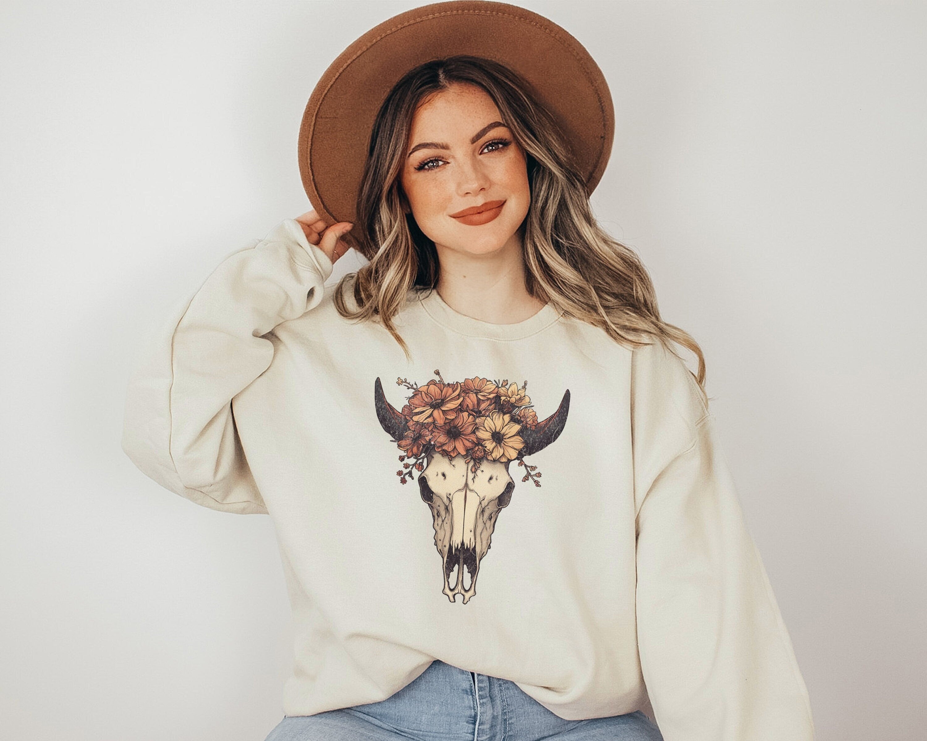 Country Sweatshirt, boho sweater, Longhorn Shirt, Wild West Shirt, Outdoor Sweatshirt, Wild West Sweatshirt, Cowboy Shirt,