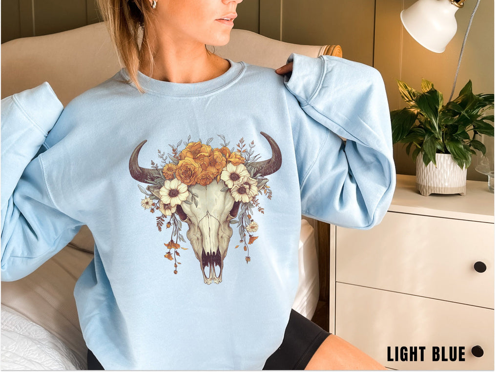Boho Country Sweatshirt, Longhorn Shirt, Wild West Shirt, Outdoor Sweatshirt, Cowgirl Boho, Cowboy Shirt, Country Music Shirt, Gift GF