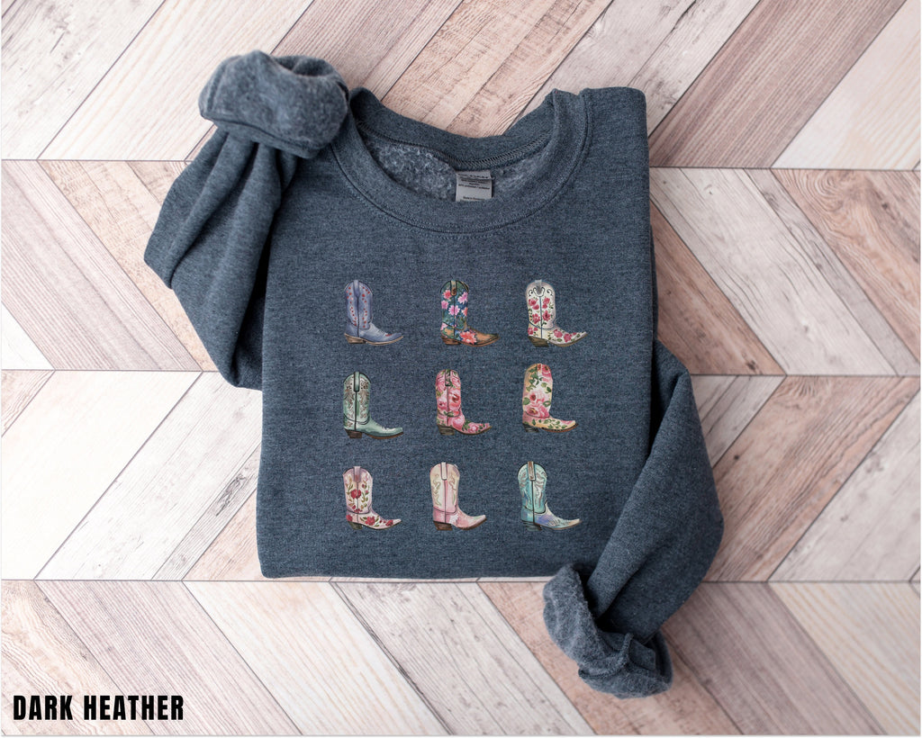 Cowboy Boots Sweatshirt, Cowgirl Western Graphic Crewneck, Rodeo Gift Shirt, Country Girl Shirt, Western Hoodie, Holiday Sweater, Trendy