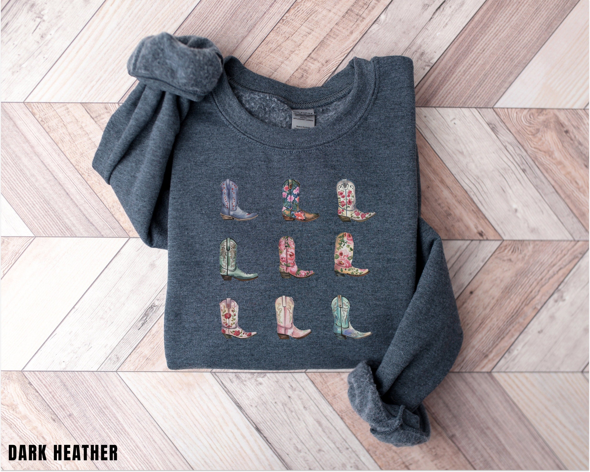 Cowboy Boots Sweatshirt, Cowgirl Western Graphic Crewneck, Rodeo Gift Shirt, Country Girl Shirt, Western Hoodie, Holiday Sweater, Trendy