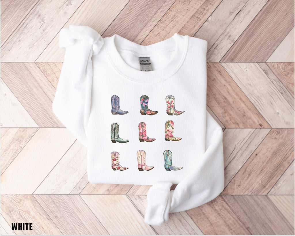 Cowboy Boots Sweatshirt, Cowgirl Western Graphic Crewneck, Rodeo Gift Shirt, Country Girl Shirt, Western Hoodie, Holiday Sweater, Trendy