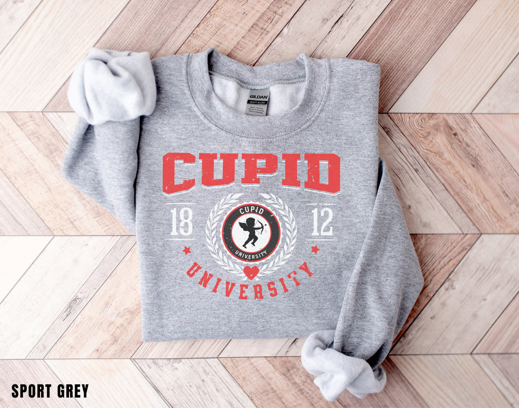 Womens Valentines Day Sweatshirt, Valentine Cupid Sweatshirt, Cupid University Sweatshirt, Valentines Day Shirt, Funny Valentines Day Gift