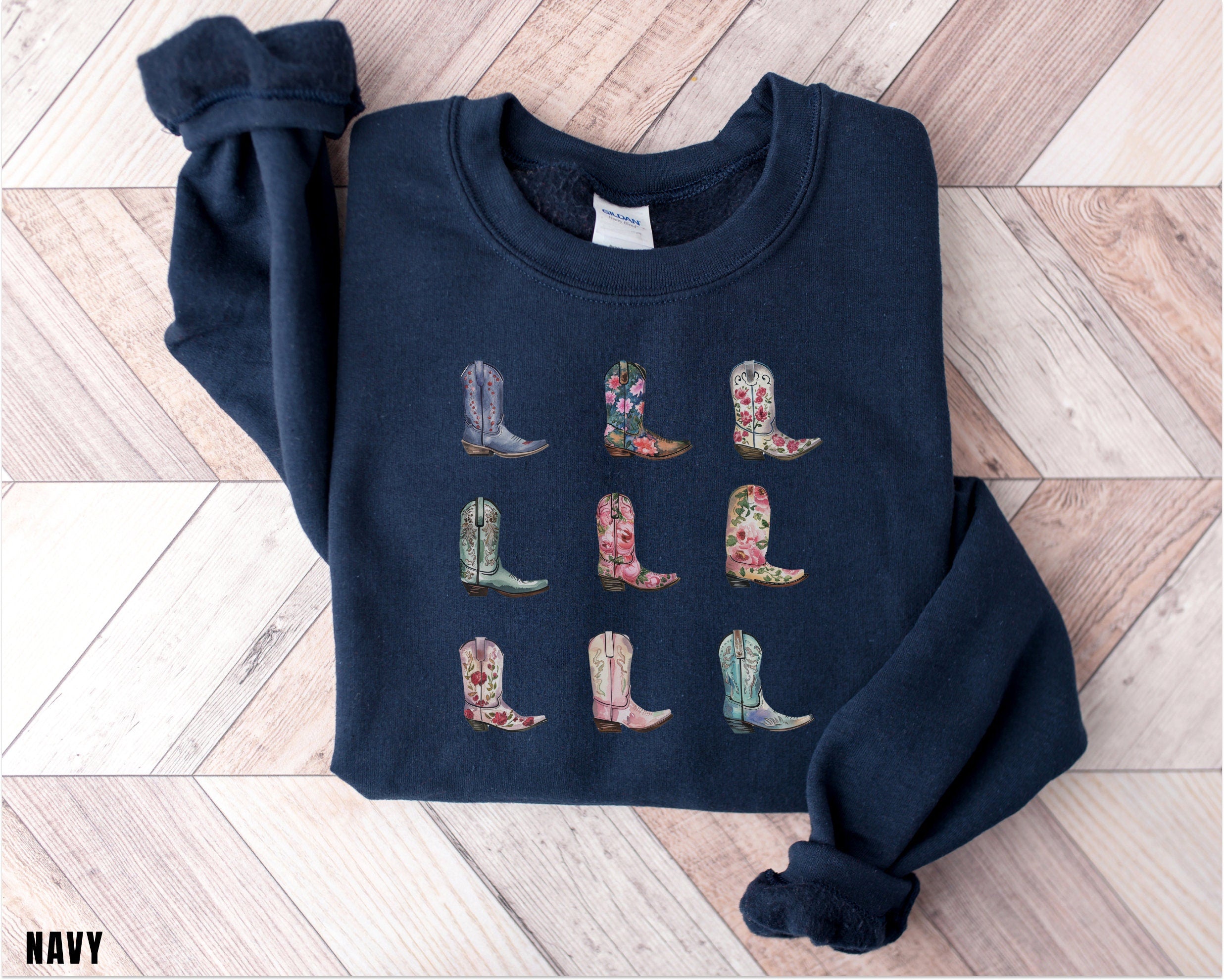 Cowboy Boots Sweatshirt, Cowgirl Western Graphic Crewneck, Rodeo Gift Shirt, Country Girl Shirt, Western Hoodie, Holiday Sweater, Trendy