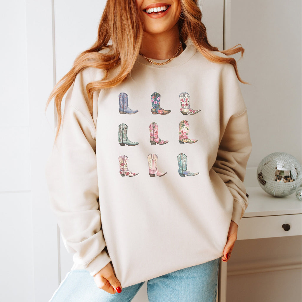 Cowboy Boots Sweatshirt, Cowgirl Western Graphic Crewneck, Rodeo Gift Shirt, Country Girl Shirt, Western Hoodie, Holiday Sweater, Trendy
