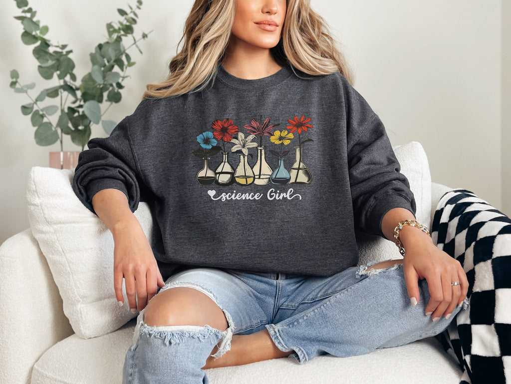 Woman's Science Sweater, Scientist Shirt, Student Shirt, Gift for Teacher, Gift for Biologist, Chemist, Back to School, Flower Sweater,