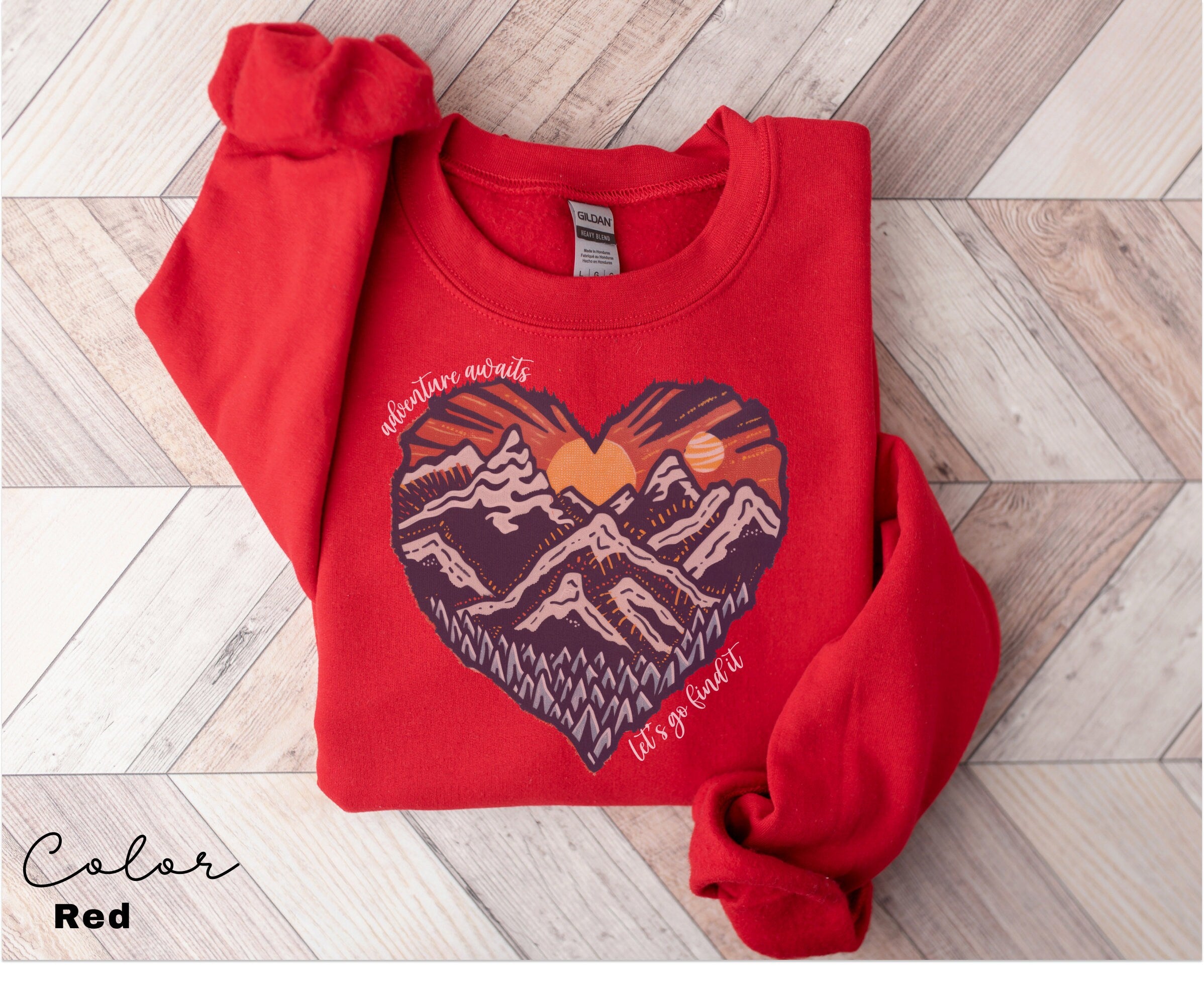Mountain Heart Sweatshirt, Camping Sweatshirt, Adventure Awaits, Mountain Sweatshirt, Nature Sweatshirt, Sunset Sweatshirt, Hiking Sweater