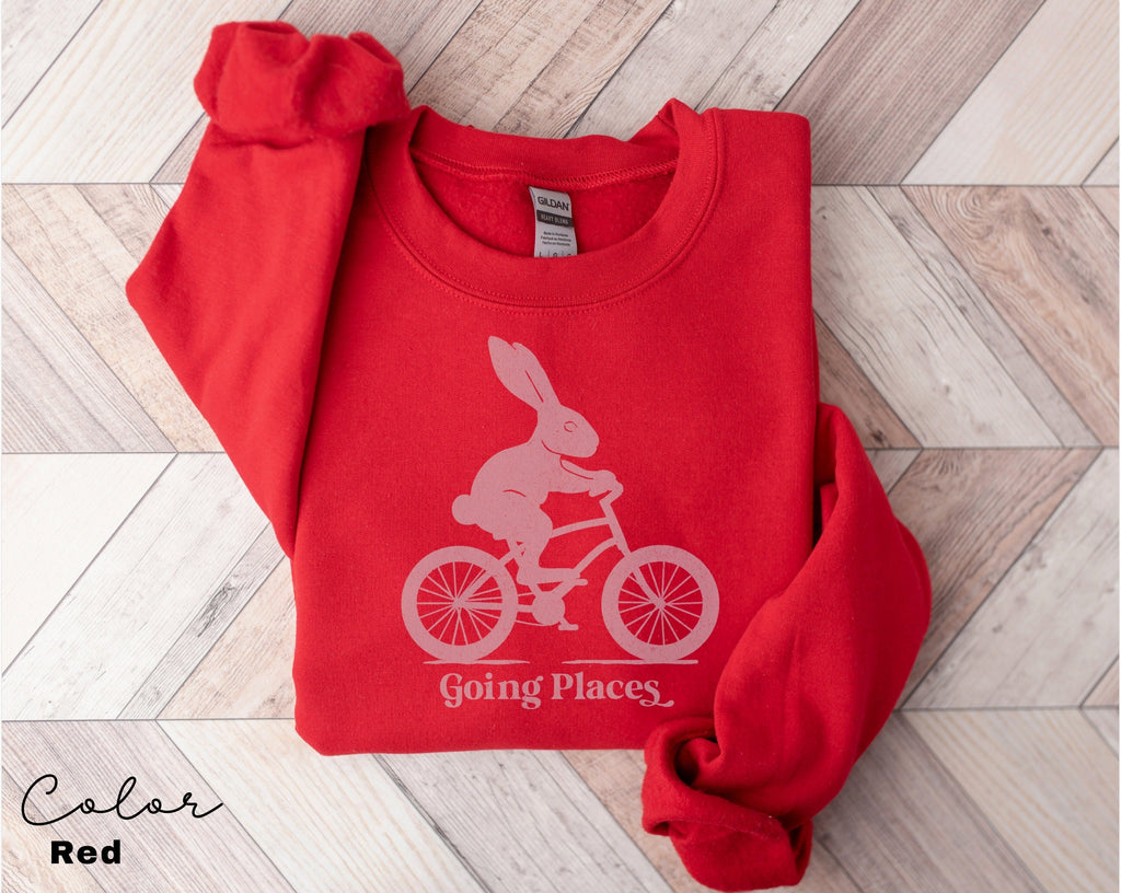 Motivational Sweatshirt, Bunny Rabbit Bike, Positive Saying Shirt, Bunny Rabbit Bike, Easter Sweater, Self Love Inspirational, Going Places