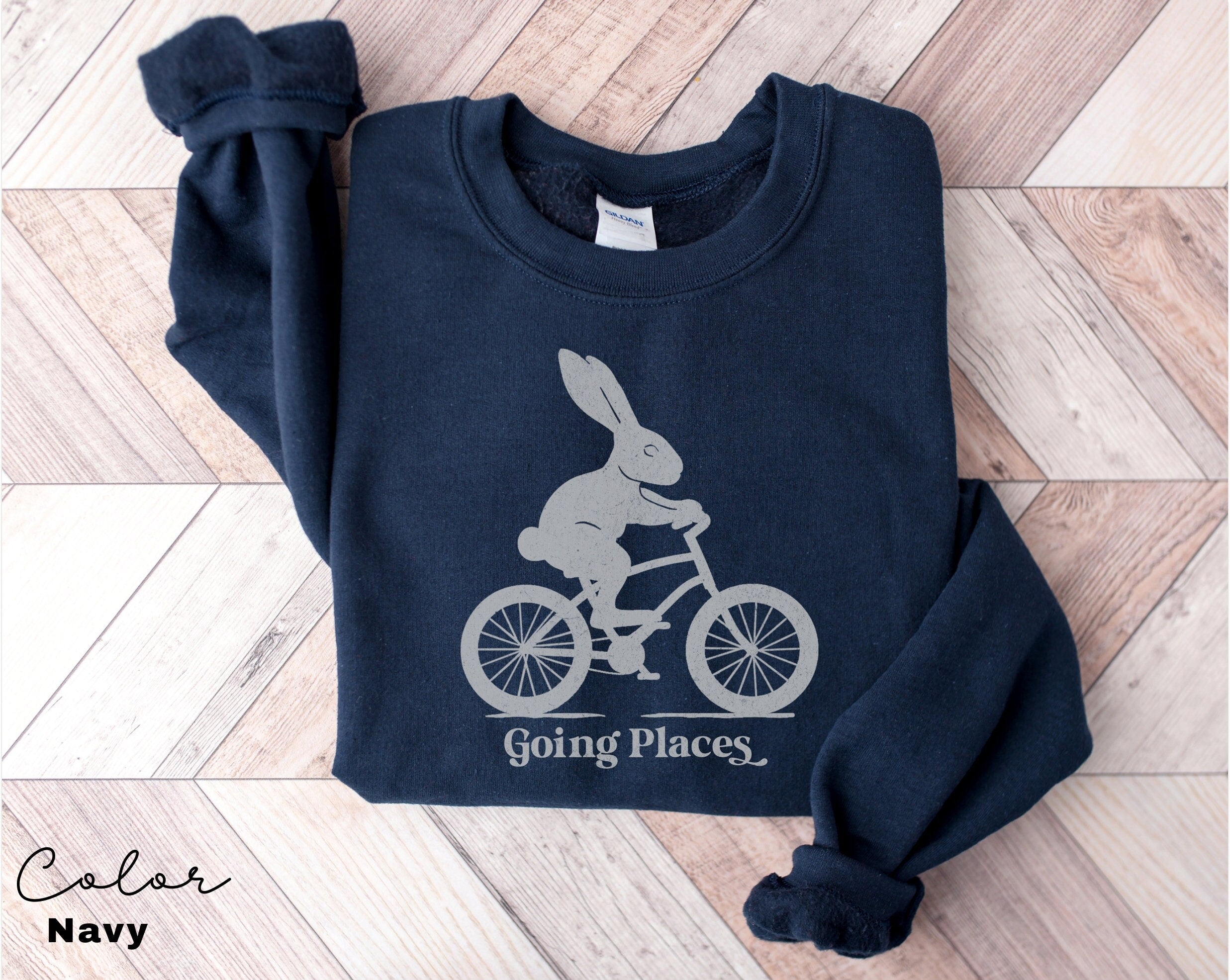 Motivational Sweatshirt, Bunny Rabbit Bike, Positive Saying Shirt, Bunny Rabbit Bike, Easter Sweater, Self Love Inspirational, Going Places