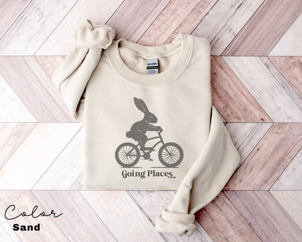 Motivational Sweatshirt, Bunny Rabbit Bike, Positive Saying Shirt, Bunny Rabbit Bike, Easter Sweater, Self Love Inspirational, Going Places
