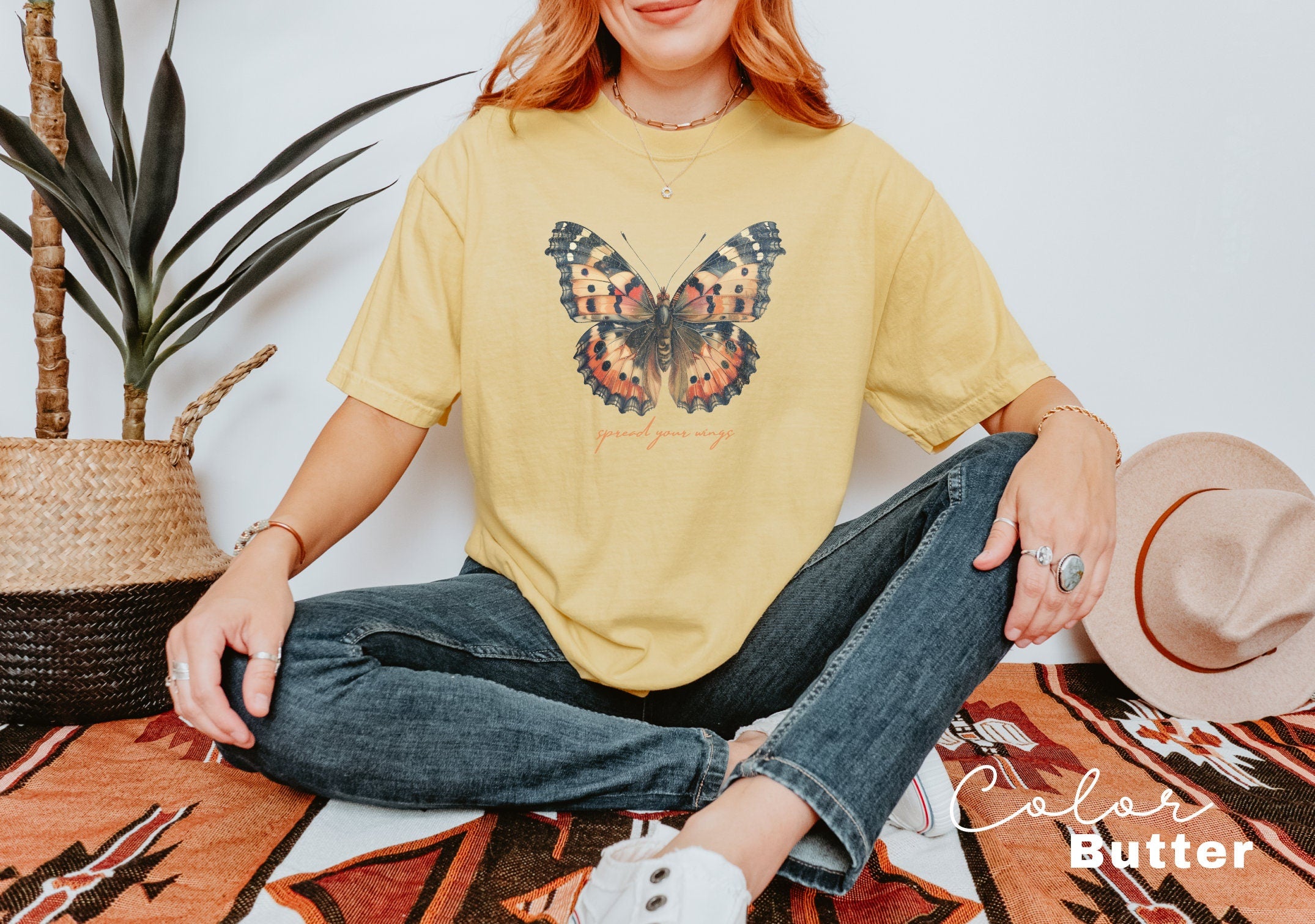 Vintage Butterfly Shirt, Mental Health Shirt, Spread Your Wings Butterfly, Positive Affirmation, Comfort Colors Motivational Shirt,