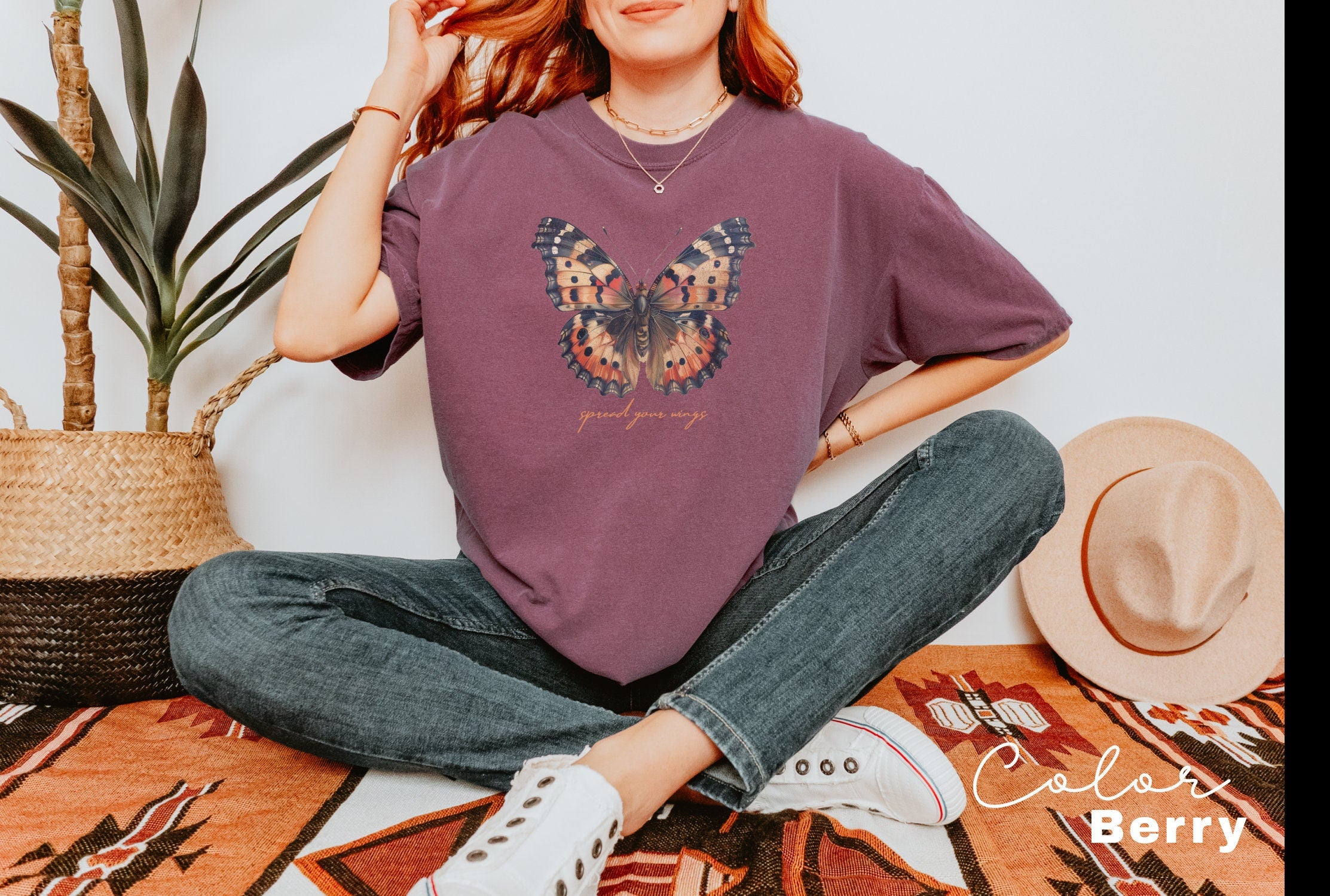 Vintage Butterfly Shirt, Mental Health Shirt, Spread Your Wings Butterfly, Positive Affirmation, Comfort Colors Motivational Shirt,