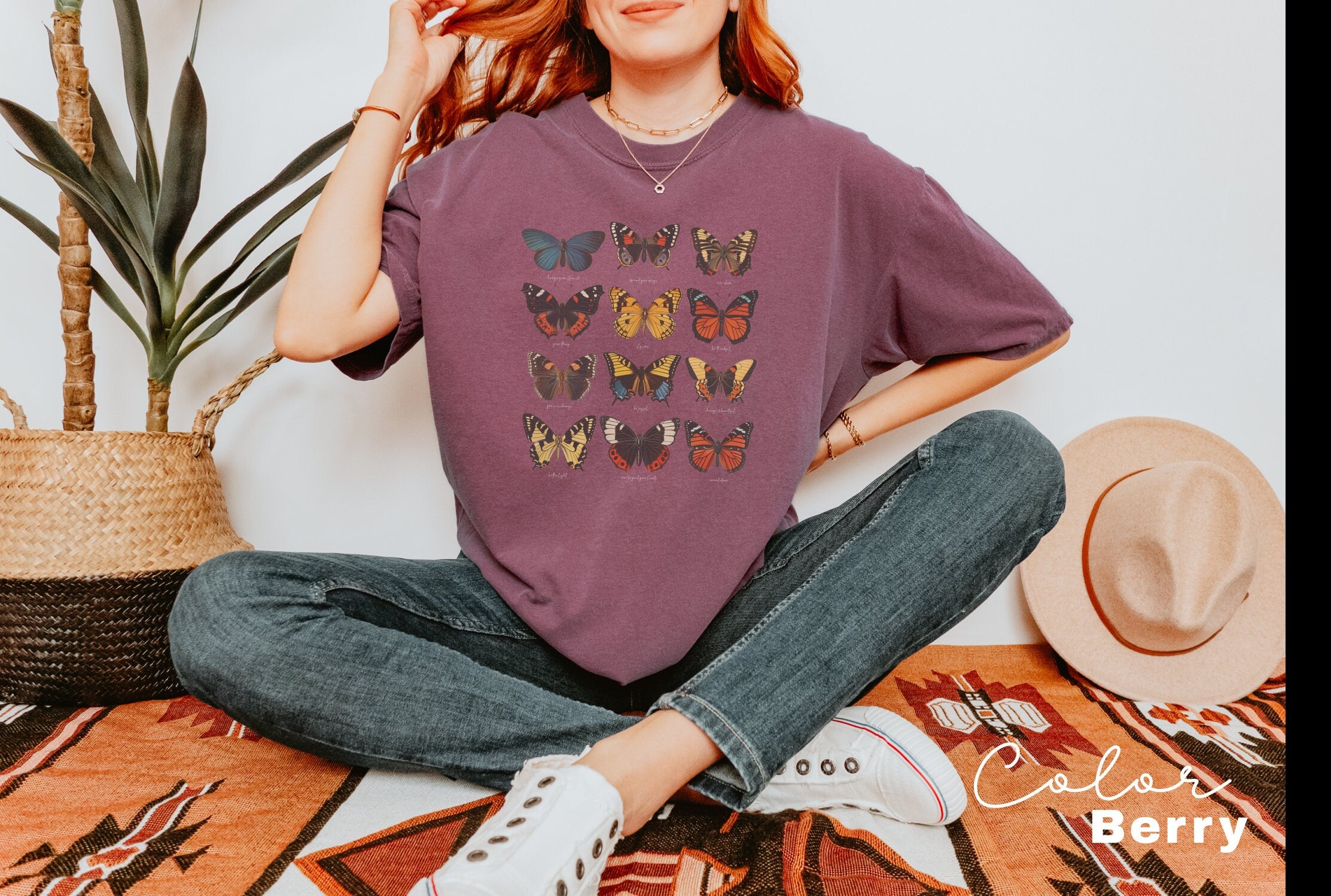 Vintage Butterfly Shirt, Positive Sayings Shirt, Nature Lover T-Shirt, Comfort Colors Tee, Gift For Her,Plus Size TShirts, Moth Boho TShirt,