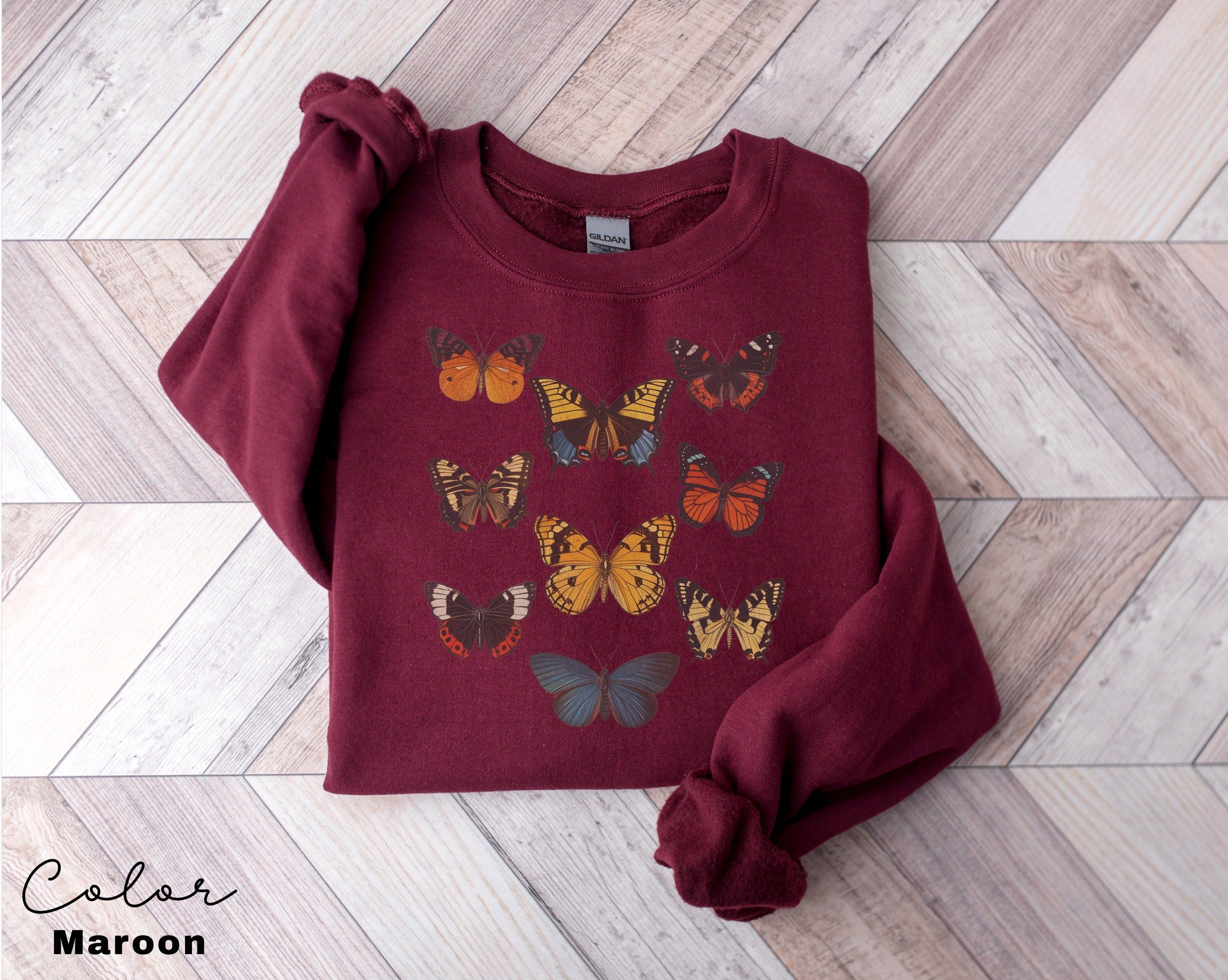 Butterfly Sweatshirt, Womens Spring Sweater, Boho Style , Gift for Women, Spring Butterfly, Moth Sweater, Bug Sweatshirt