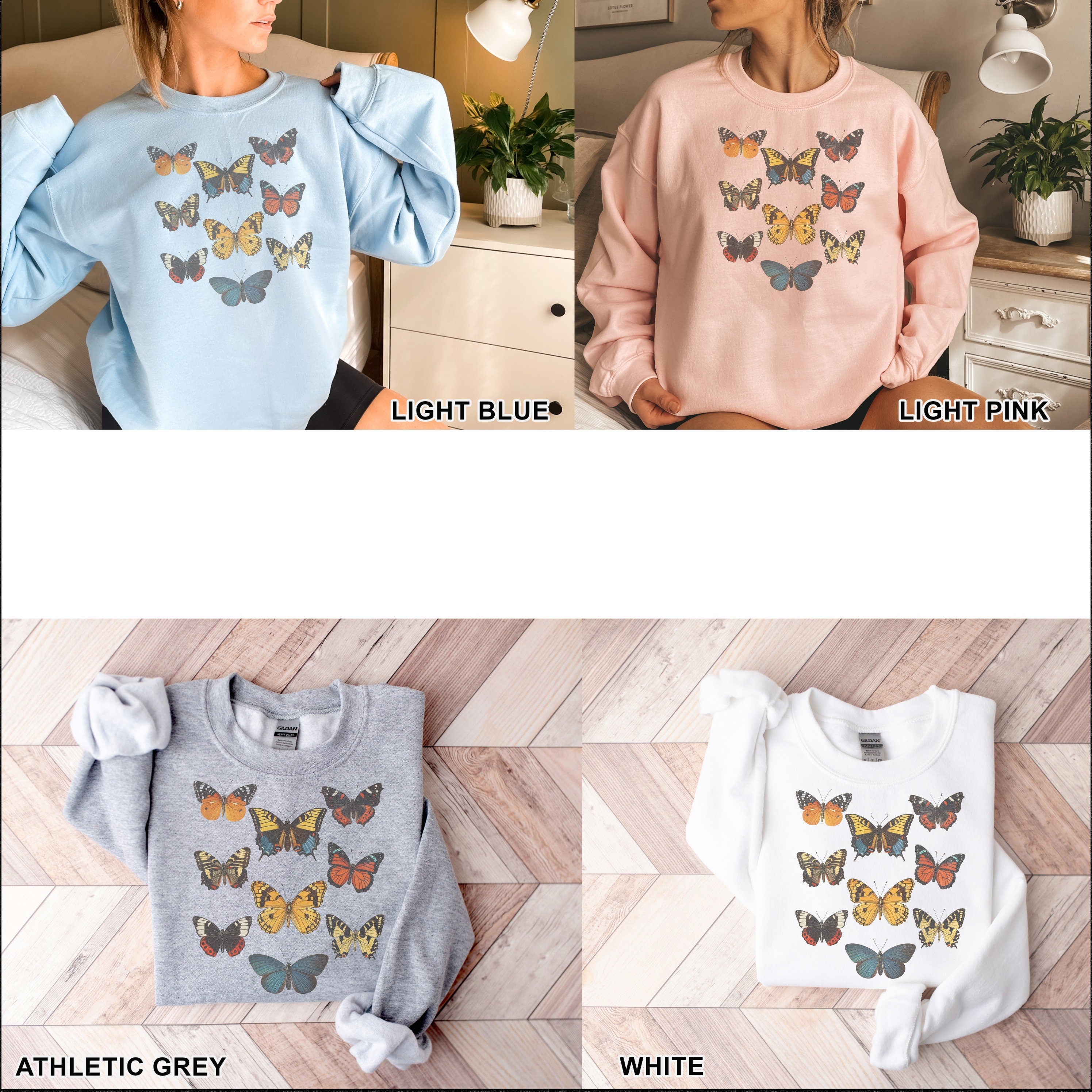 Butterfly Sweatshirt, Womens Spring Sweater, Boho Style , Gift for Women, Spring Butterfly, Moth Sweater, Bug Sweatshirt