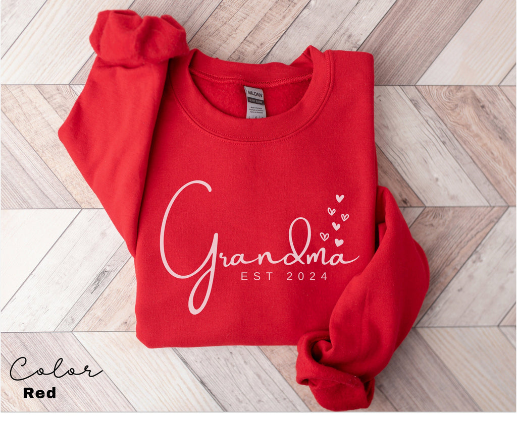 Personalized Grandma Est Sweatshirt, Custom Grandma Crewneck, Gift for Grandma, Grandma est 2024, Pregnancy Announcement, Grandma Gift