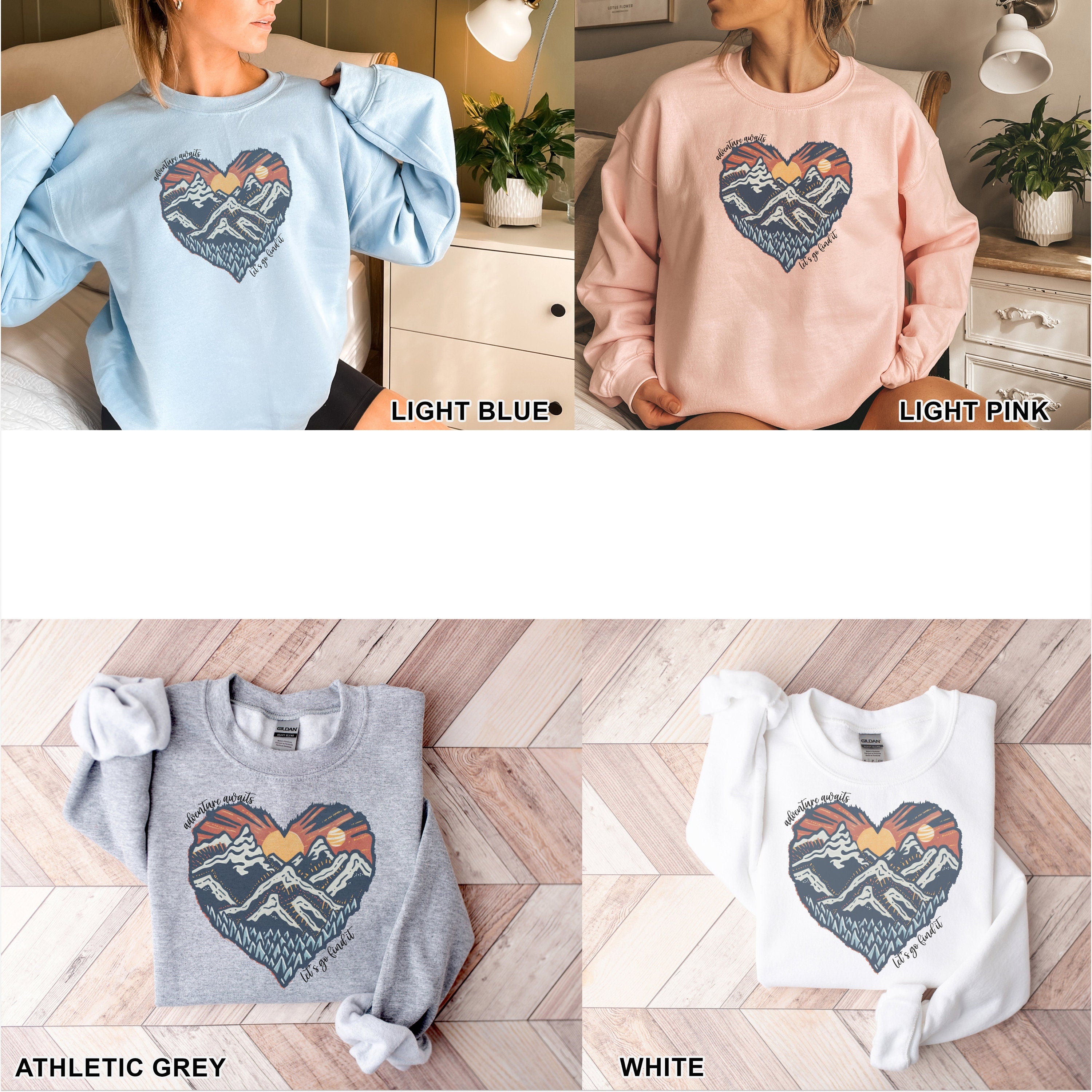 Mountain Heart Sweatshirt, Camping Sweatshirt, Adventure Awaits, Mountain Sweatshirt, Nature Sweatshirt, Sunset Sweatshirt, Hiking Sweater