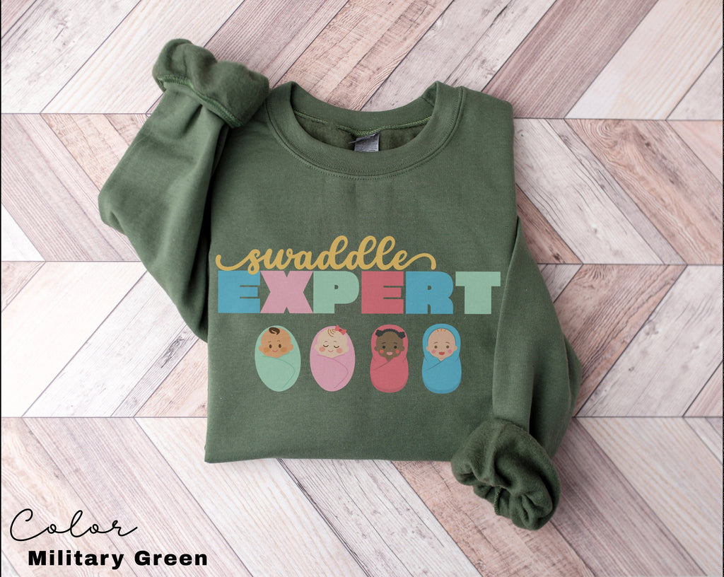 Swaddle Expert Sweatshirt, Labor And Delivery Sweastshirt, NICU Nurse Hoodie, Neonatal ICU Registered Nurse, Nurse Tee, Nursing Outfit