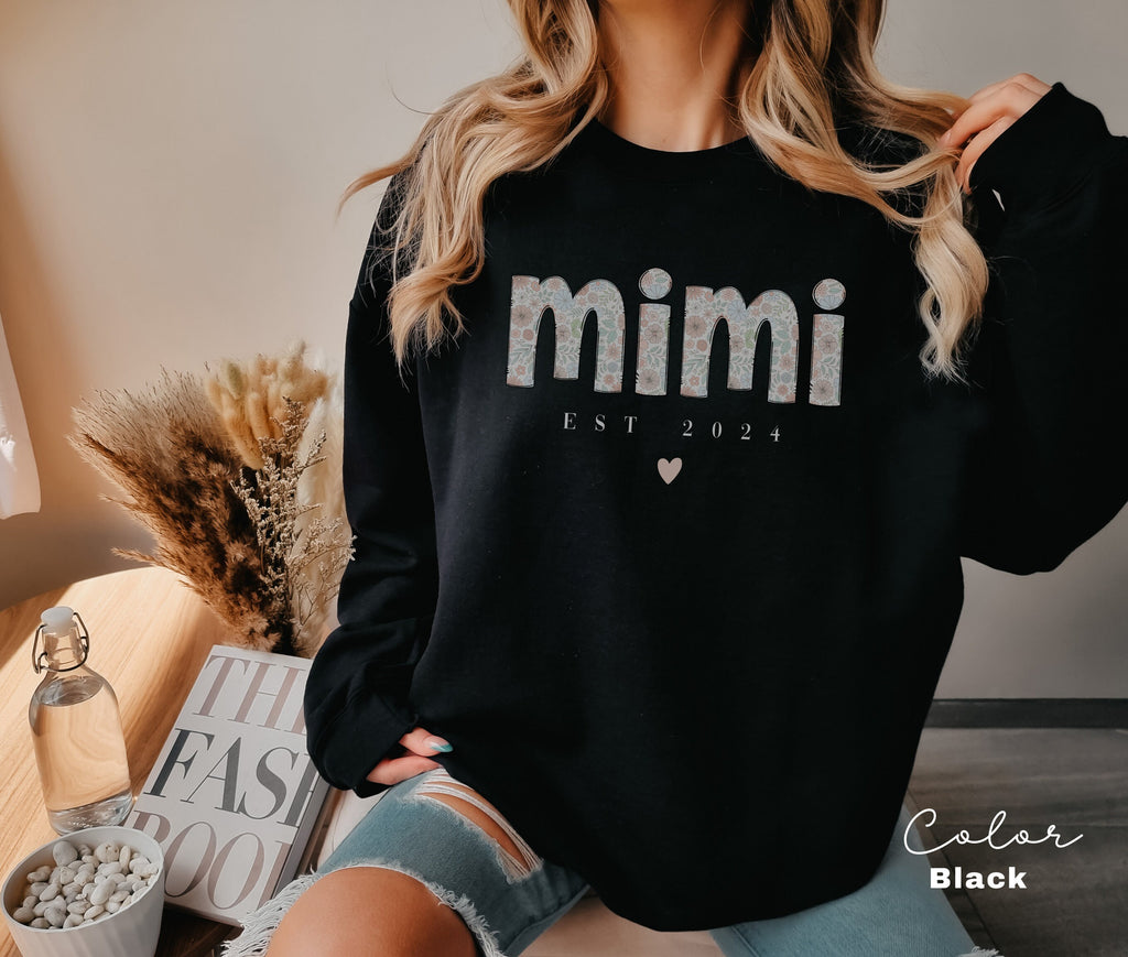 Floral Mimi Sweatshirt, Personalized Mimi Sweatshirt, Grandma-life, Mimi Shirt, Mother's Day Shirts,Est Pregnancy Reveal, EST 2024