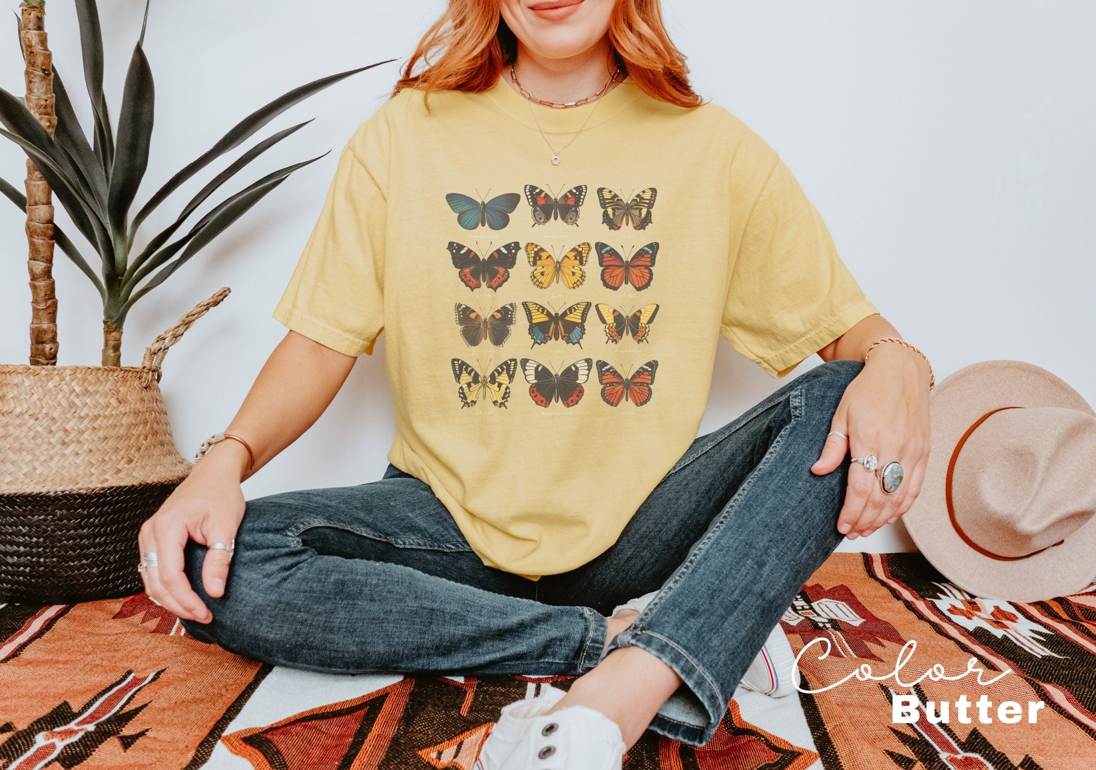 Vintage Butterfly Shirt, Positive Sayings Shirt, Nature Lover T-Shirt, Comfort Colors Tee, Gift For Her,Plus Size TShirts, Moth Boho TShirt,