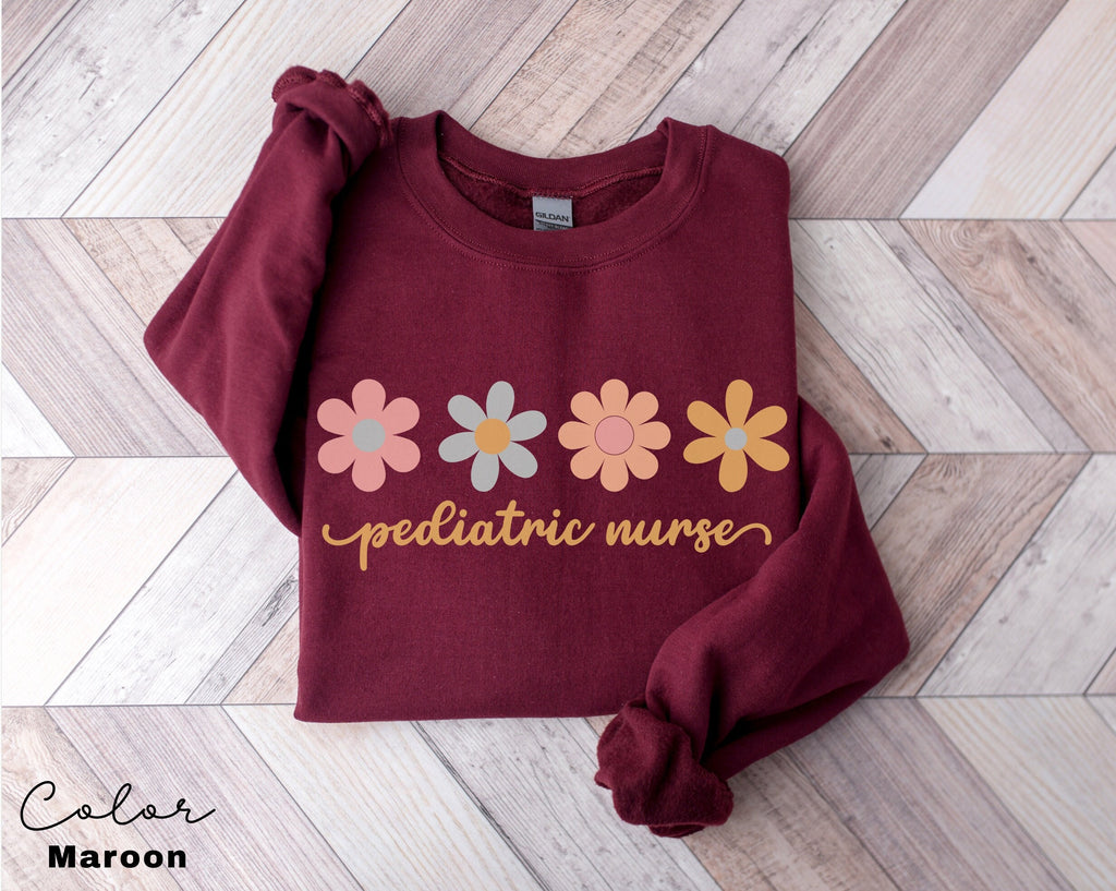 Floral Pediatric Nurse Sweatshirt, Peds Nurse Sweatshirts, Pediatric Sweater, Picu Nurse Sweaters, Pediatrics Nurse Shirt, Gifts For Nurses