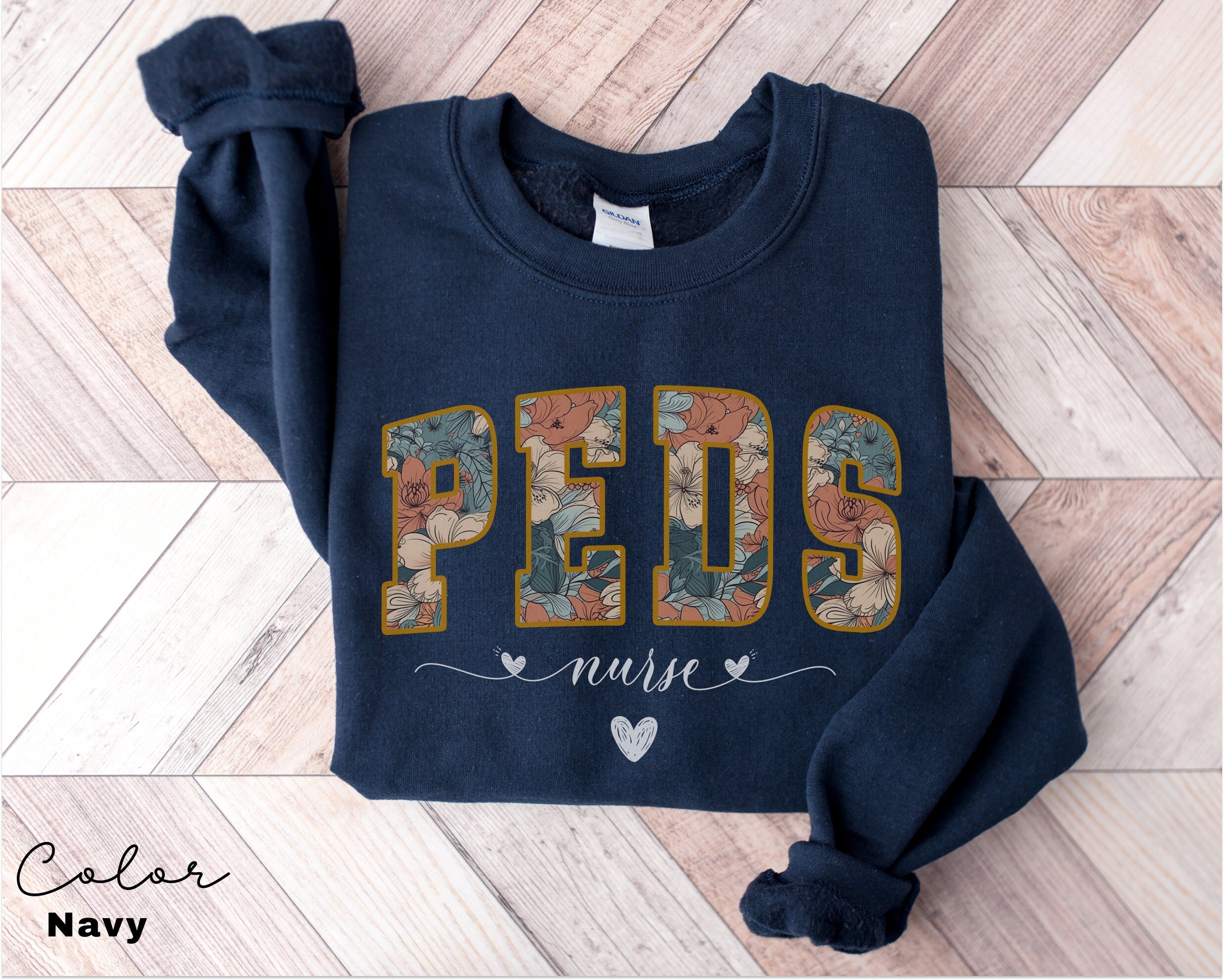 Floral Pediatric Nurse Sweatshirt, Peds Nurse Sweatshirts, Pediatric Sweater, Picu Nurse Sweaters, Pediatrics Nurse Shirt, Gifts For Nurses