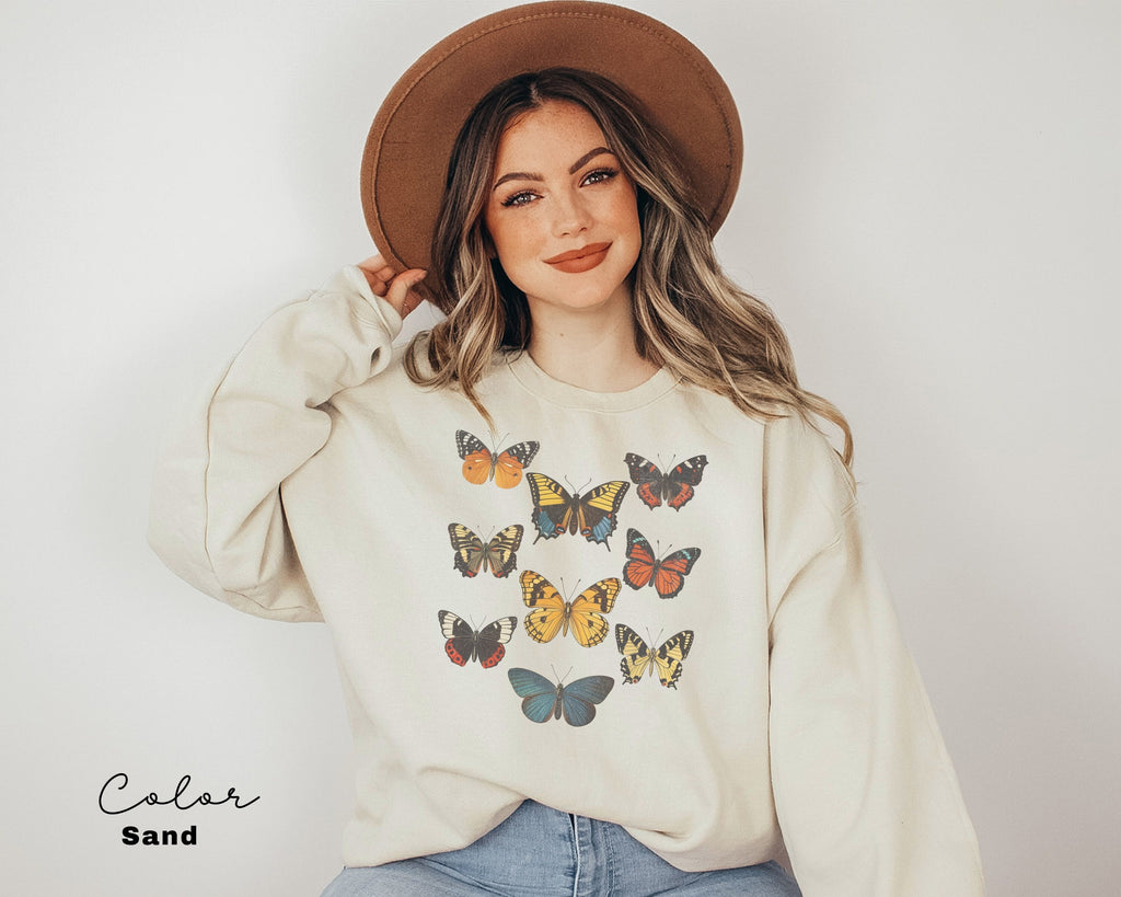 Butterfly Sweatshirt, Womens Spring Sweater, Boho Style , Gift for Women, Spring Butterfly, Moth Sweater, Bug Sweatshirt