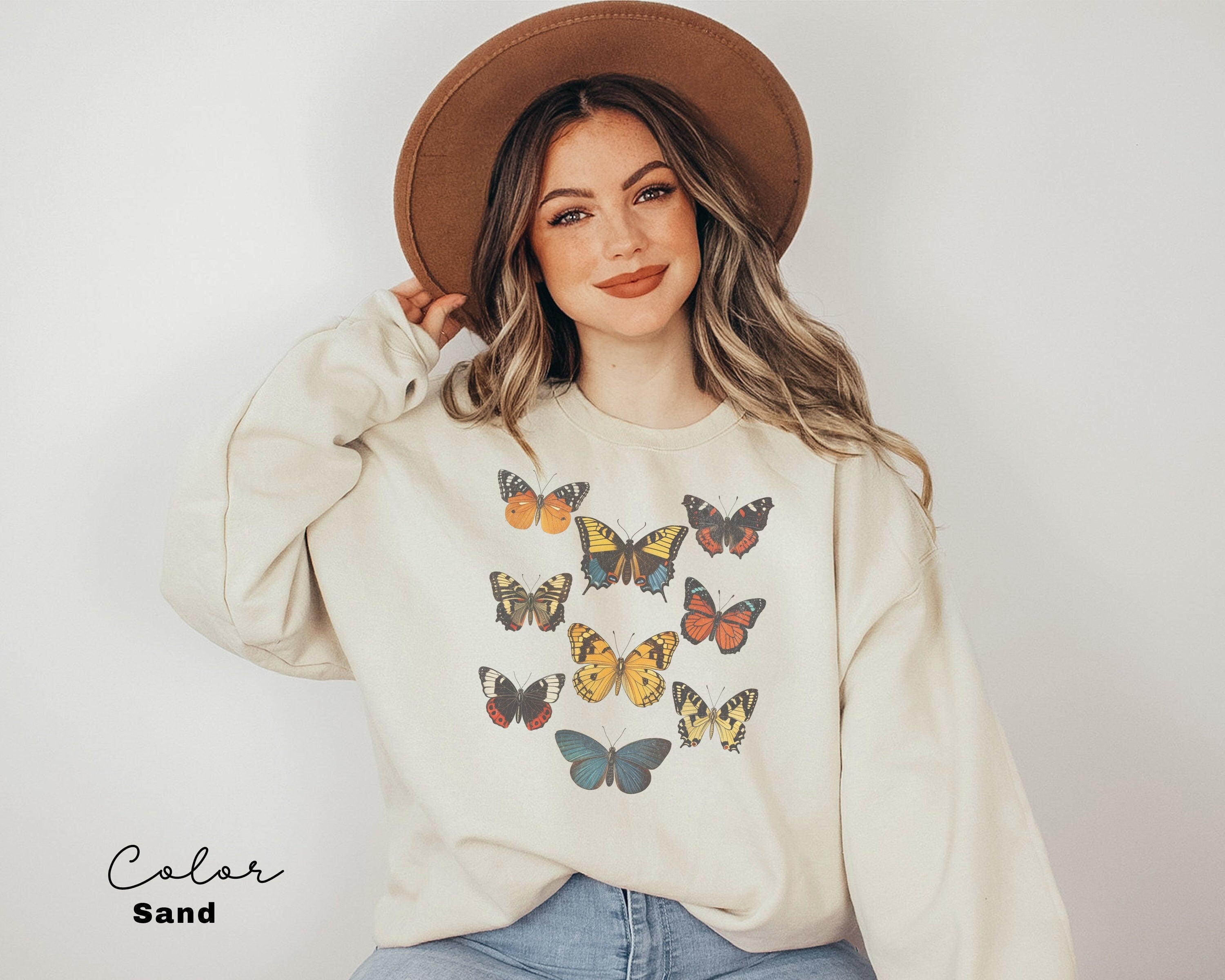 Butterfly Sweatshirt, Womens Spring Sweater, Boho Style , Gift for Women, Spring Butterfly, Moth Sweater, Bug Sweatshirt