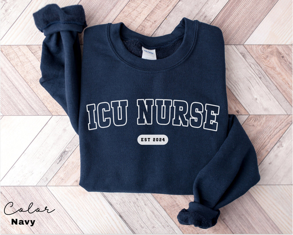 ICU Nurse Sweatshirt, Gifts for Intensive Care Unit Nurse, Unisex Crewneck Trendy ICU Sweater, Nursing School Gift, For Work ICU Nurse Shirt