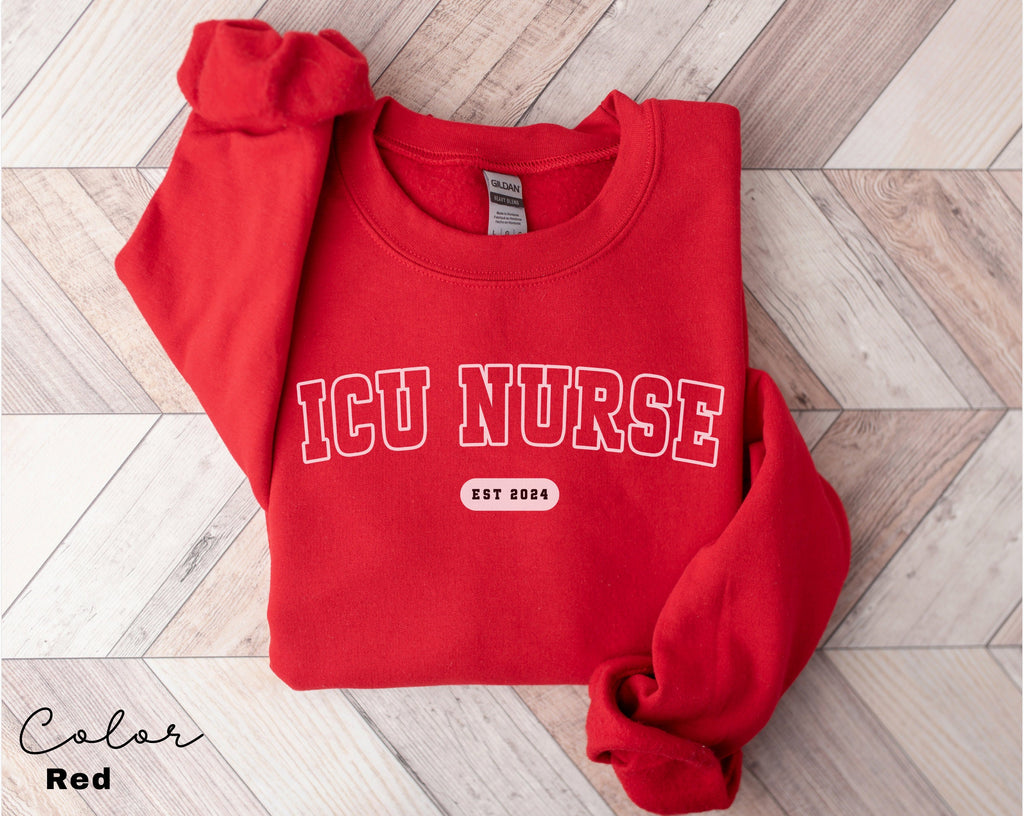 ICU Nurse Sweatshirt, Gifts for Intensive Care Unit Nurse, Unisex Crewneck Trendy ICU Sweater, Nursing School Gift, For Work ICU Nurse Shirt