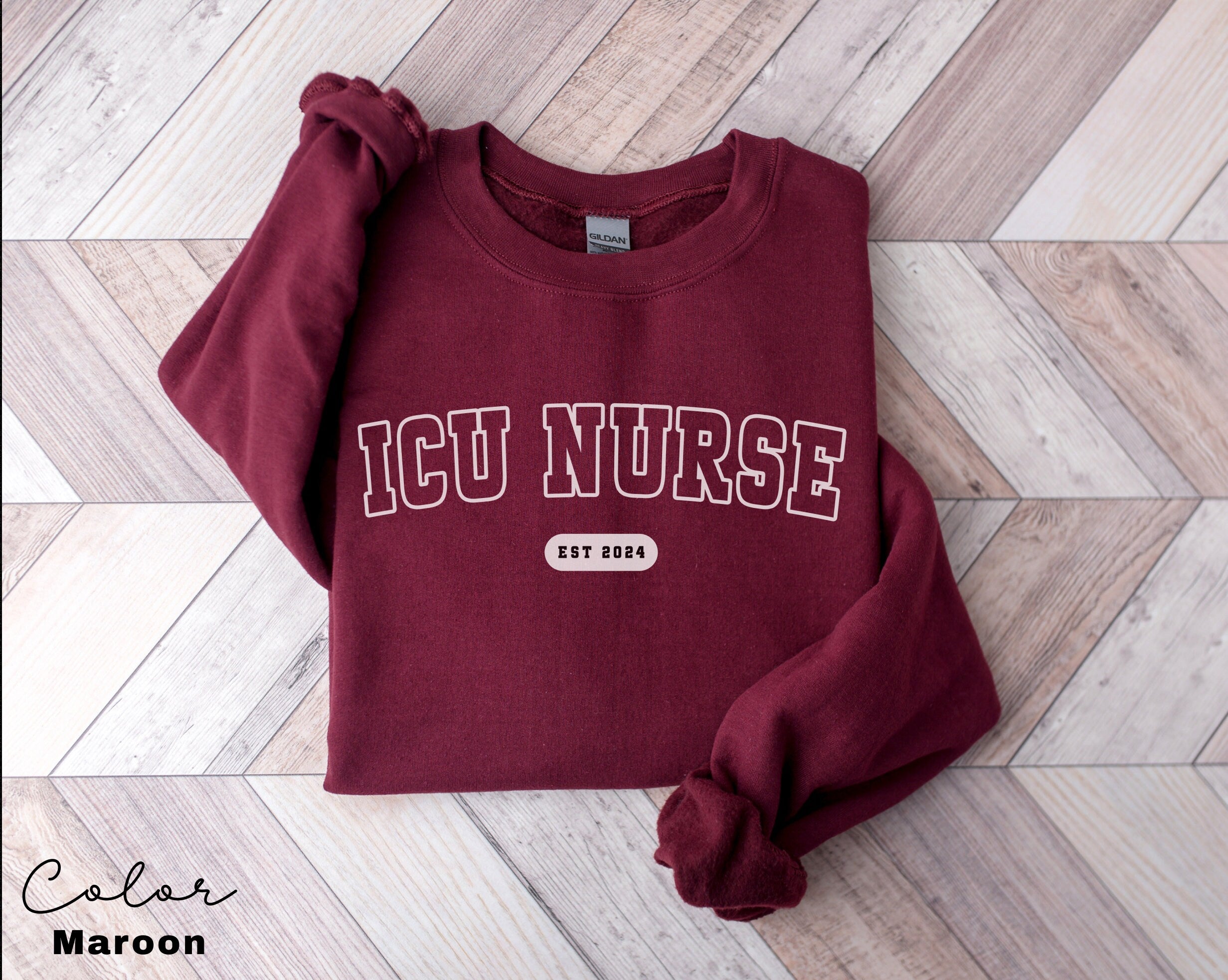 ICU Nurse Sweatshirt, Gifts for Intensive Care Unit Nurse, Unisex Crewneck Trendy ICU Sweater, Nursing School Gift, For Work ICU Nurse Shirt