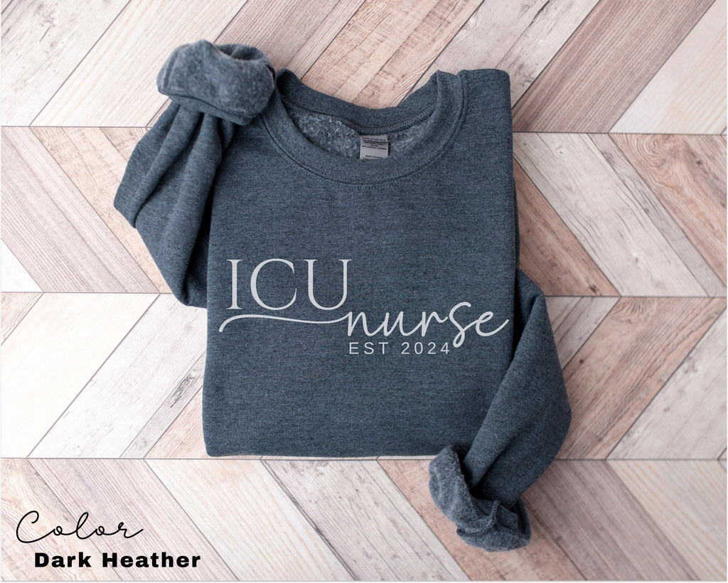ICU Nurse Sweatshirt, Gifts for Intensive Care Unit Nurse, Unisex Crewneck Trendy ICU Sweater, Nursing School Gift, For Work ICU Nurse Shirt