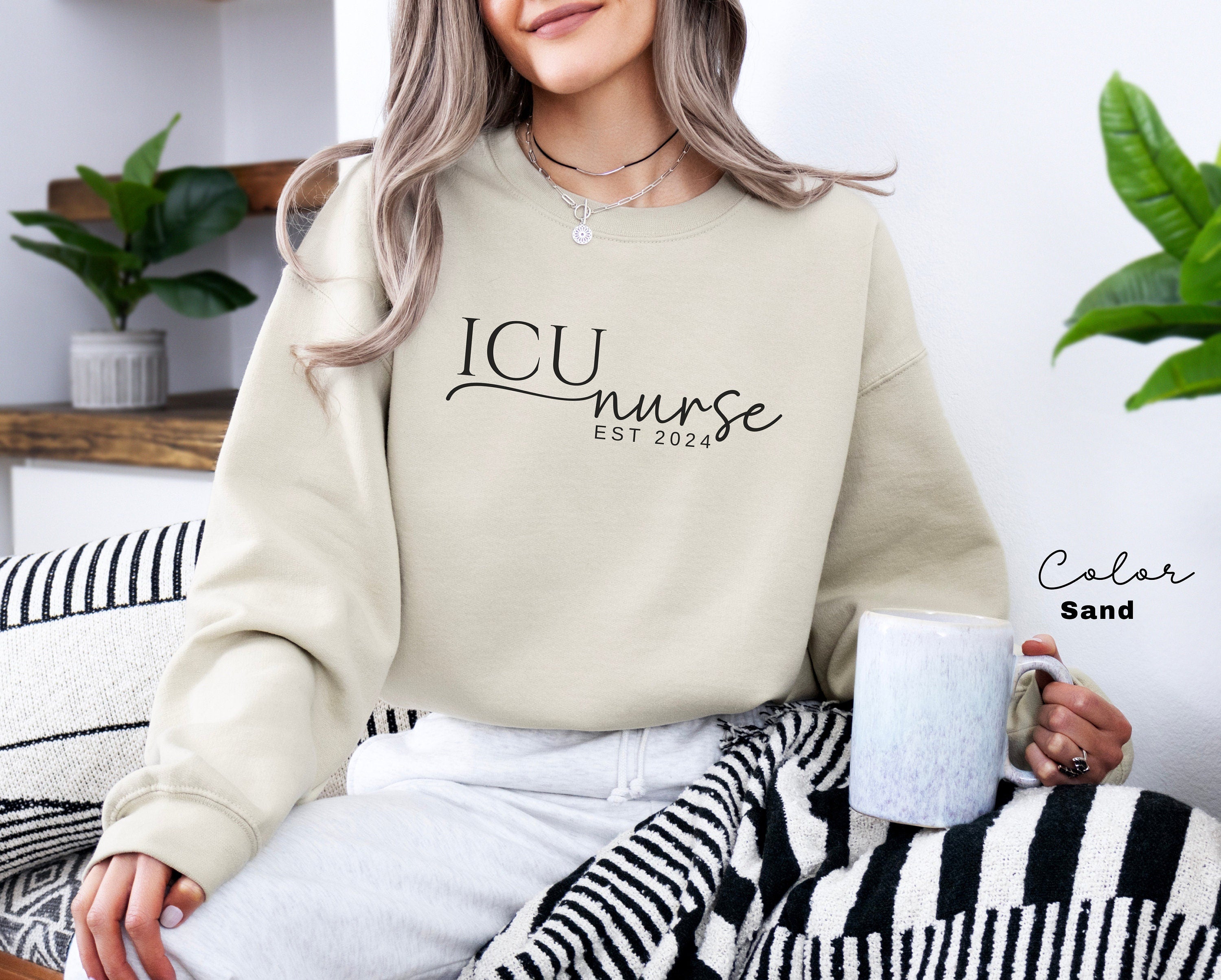 ICU Nurse Sweatshirt, Gifts for Intensive Care Unit Nurse, Unisex Crewneck Trendy ICU Sweater, Nursing School Gift, For Work ICU Nurse Shirt